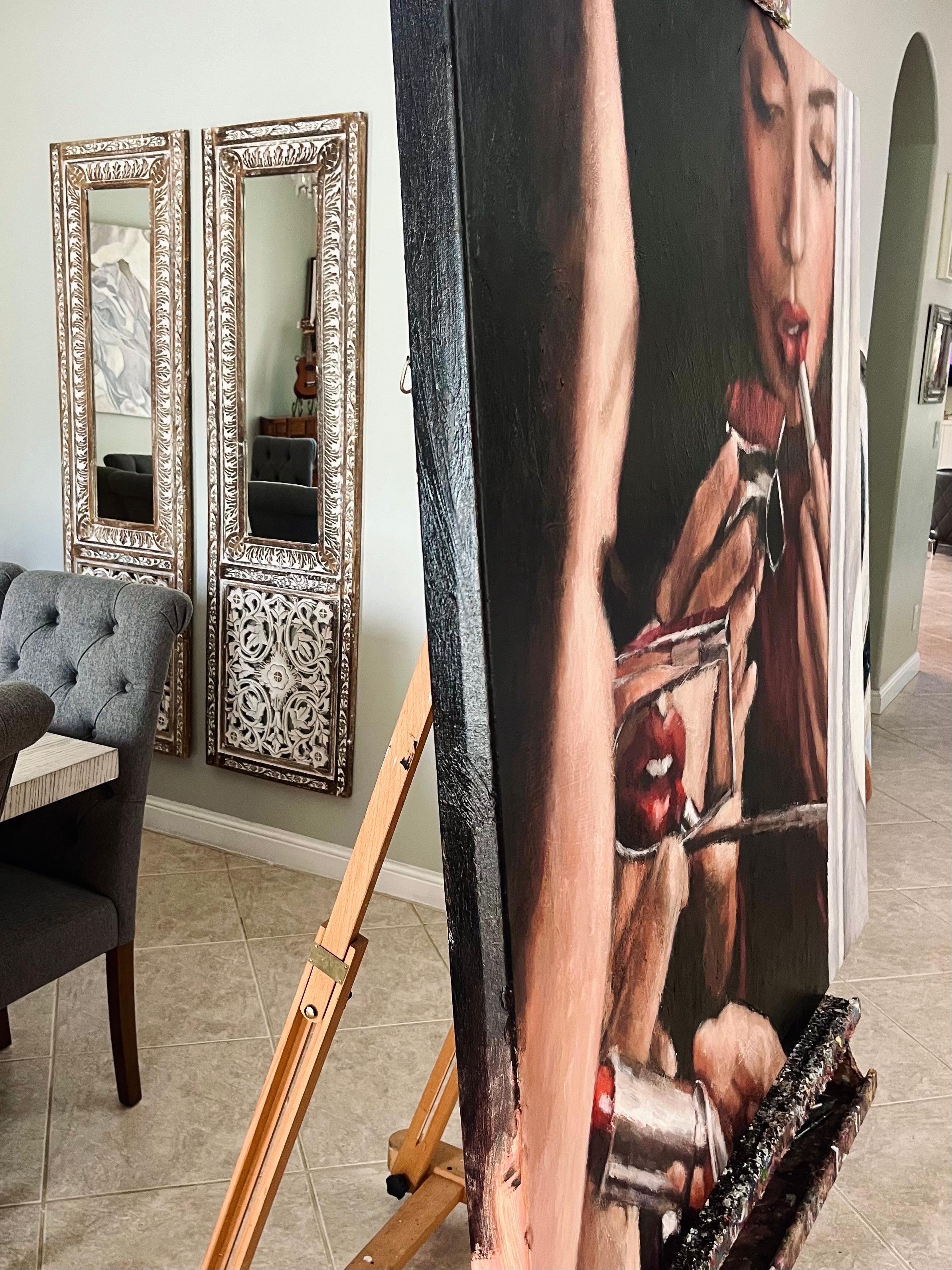 Lippenstiftversprechen, Originalgemälde – Painting von Nava Lundy