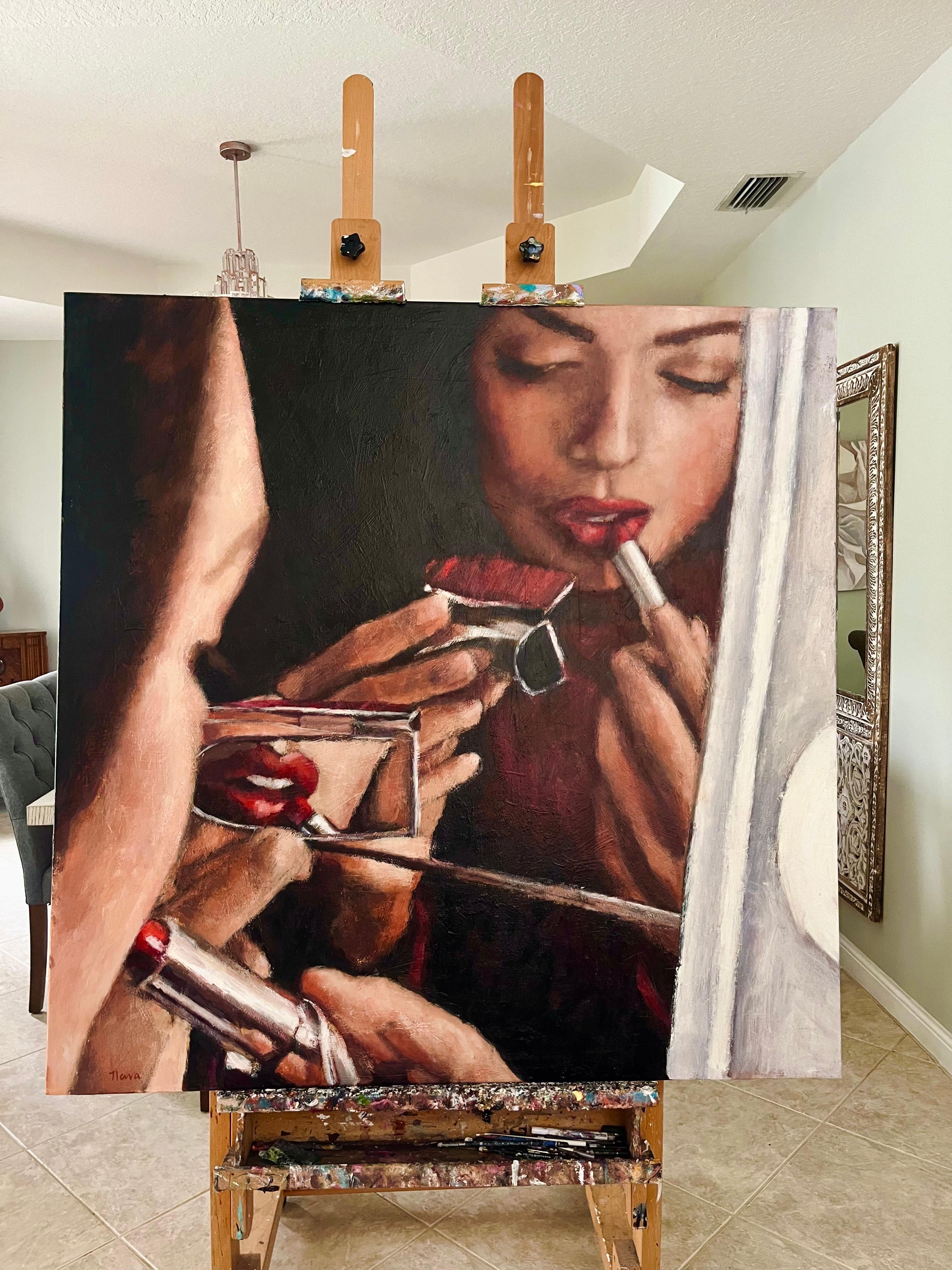 Lippenstiftversprechen, Originalgemälde (Realismus), Painting, von Nava Lundy