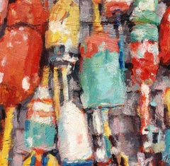 Lobster Buoys, Painting, Acrylic on Canvas
