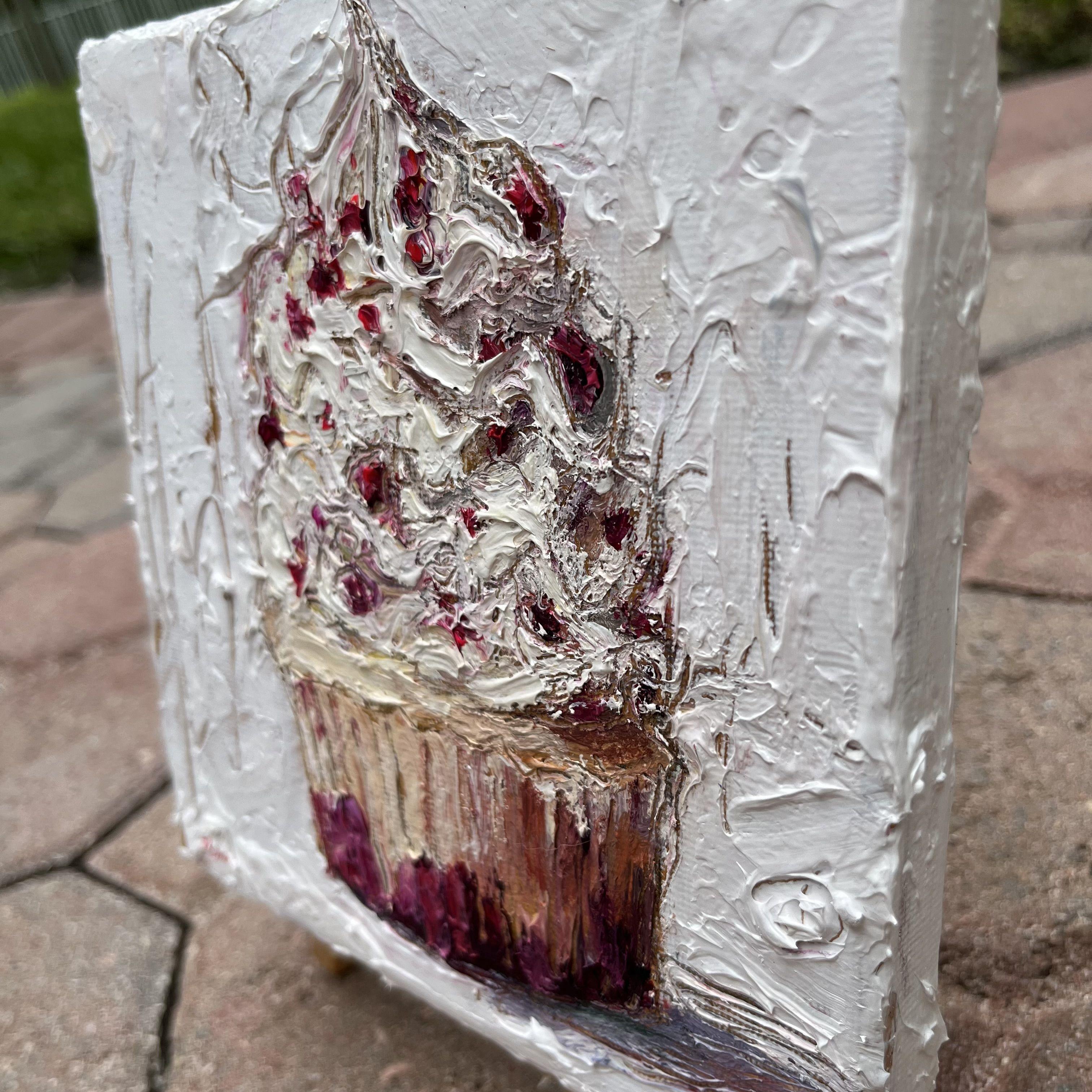 Cioccolato bianco al lampone, Pittura, Acrilico su tela - Painting Contemporaneo di Nava Lundy