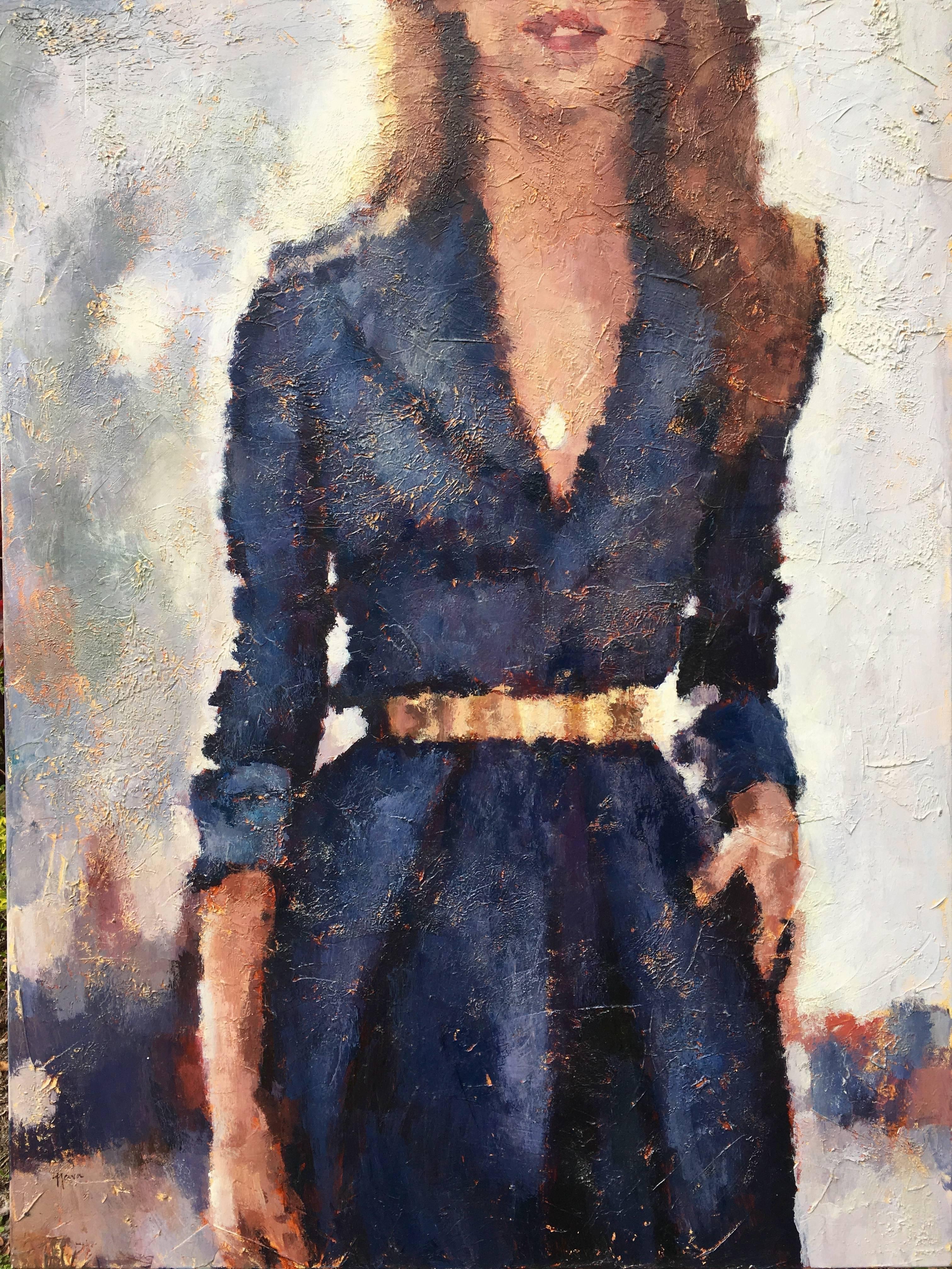 Nava Lundy Figurative Painting - Tangled Up in Blue