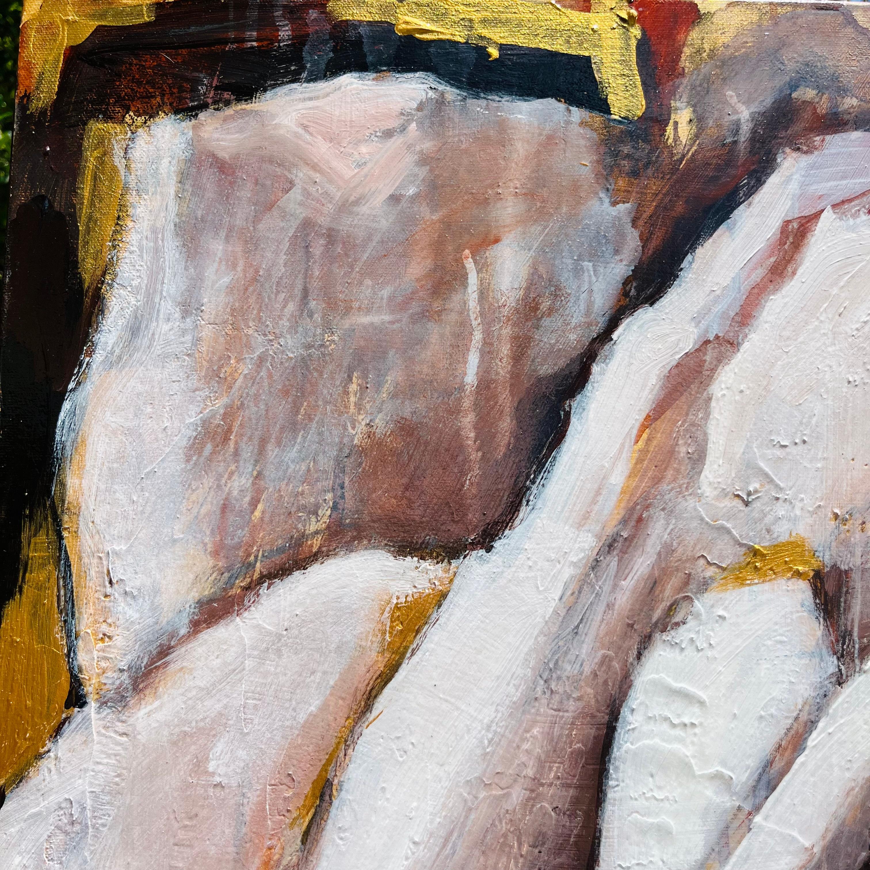 La dea di bronzo, dipinto originale - Still-Life Painting Grigio di Nava Lundy