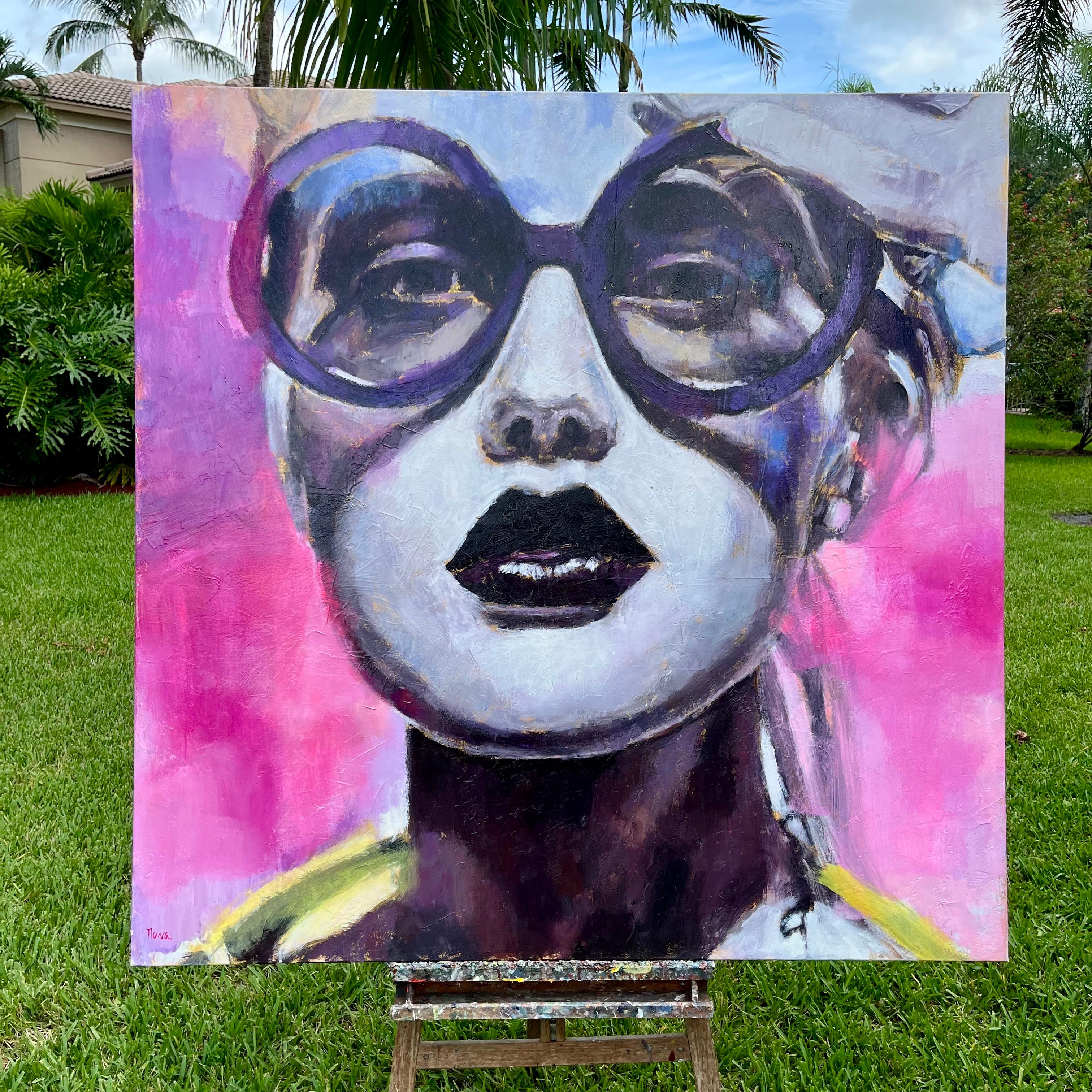 Attraverso lo specchio, dipinto originale - Painting Pop Art di Nava Lundy