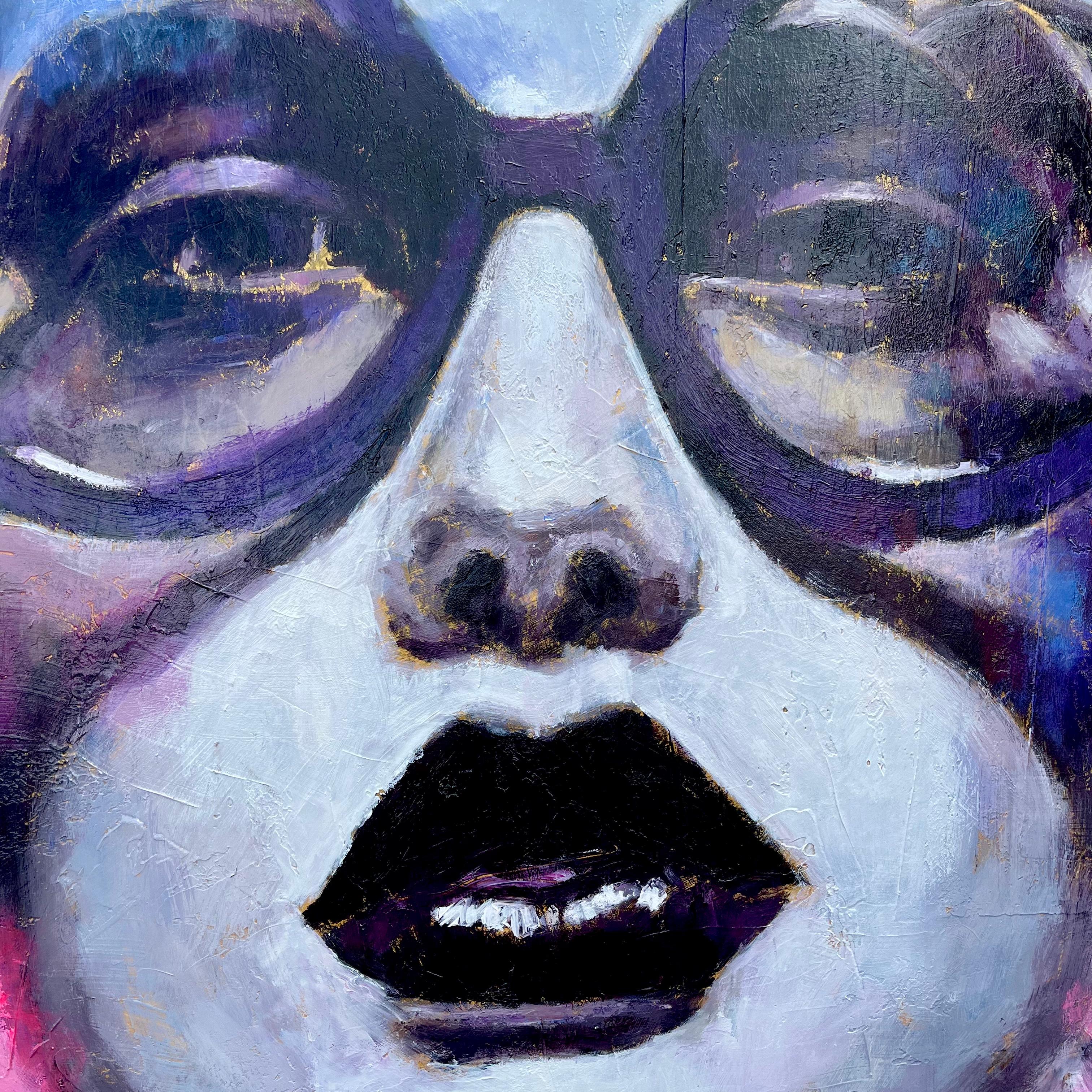 Attraverso lo specchio, dipinto originale - Figurative Painting Viola di Nava Lundy