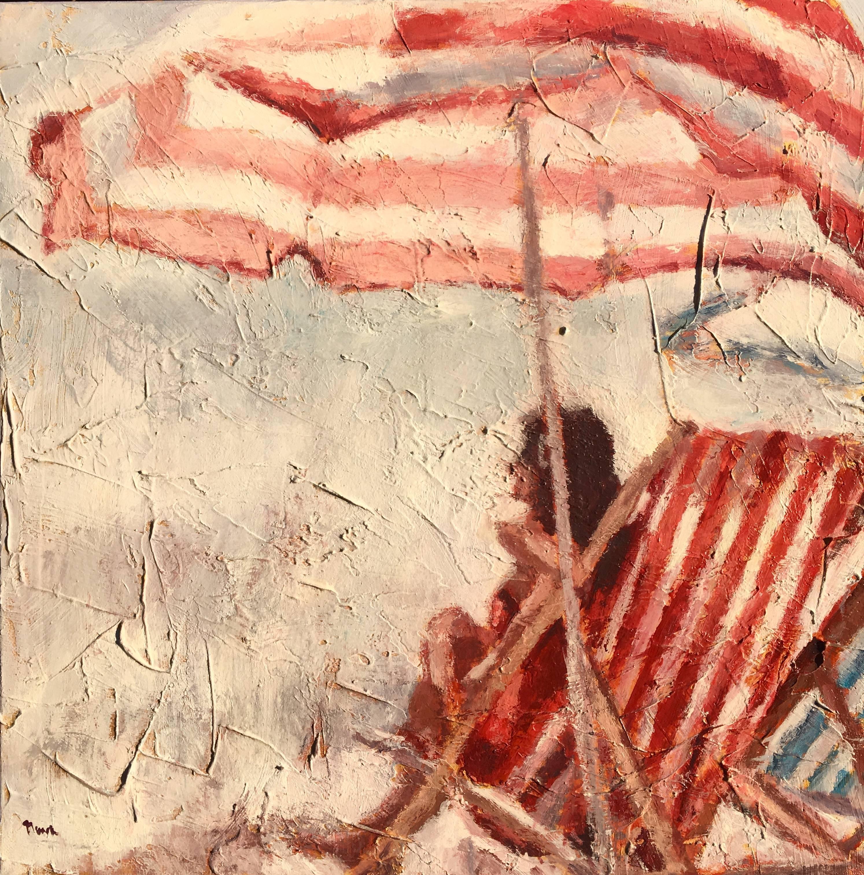 Nava Lundy Figurative Painting - Under Her Umbrella