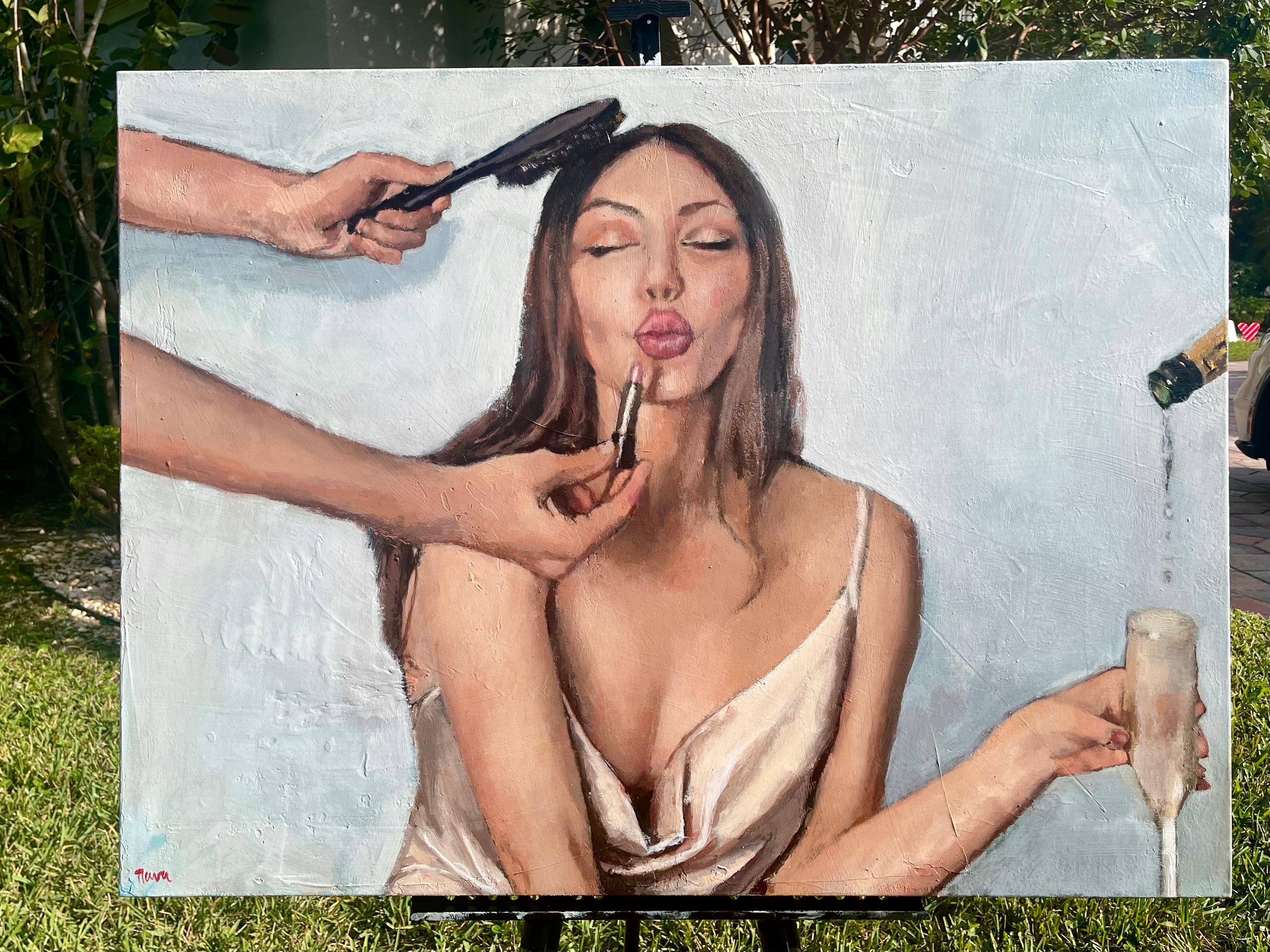 Aggiornamento!, Pittura originale - Painting Realismo americano di Nava Lundy