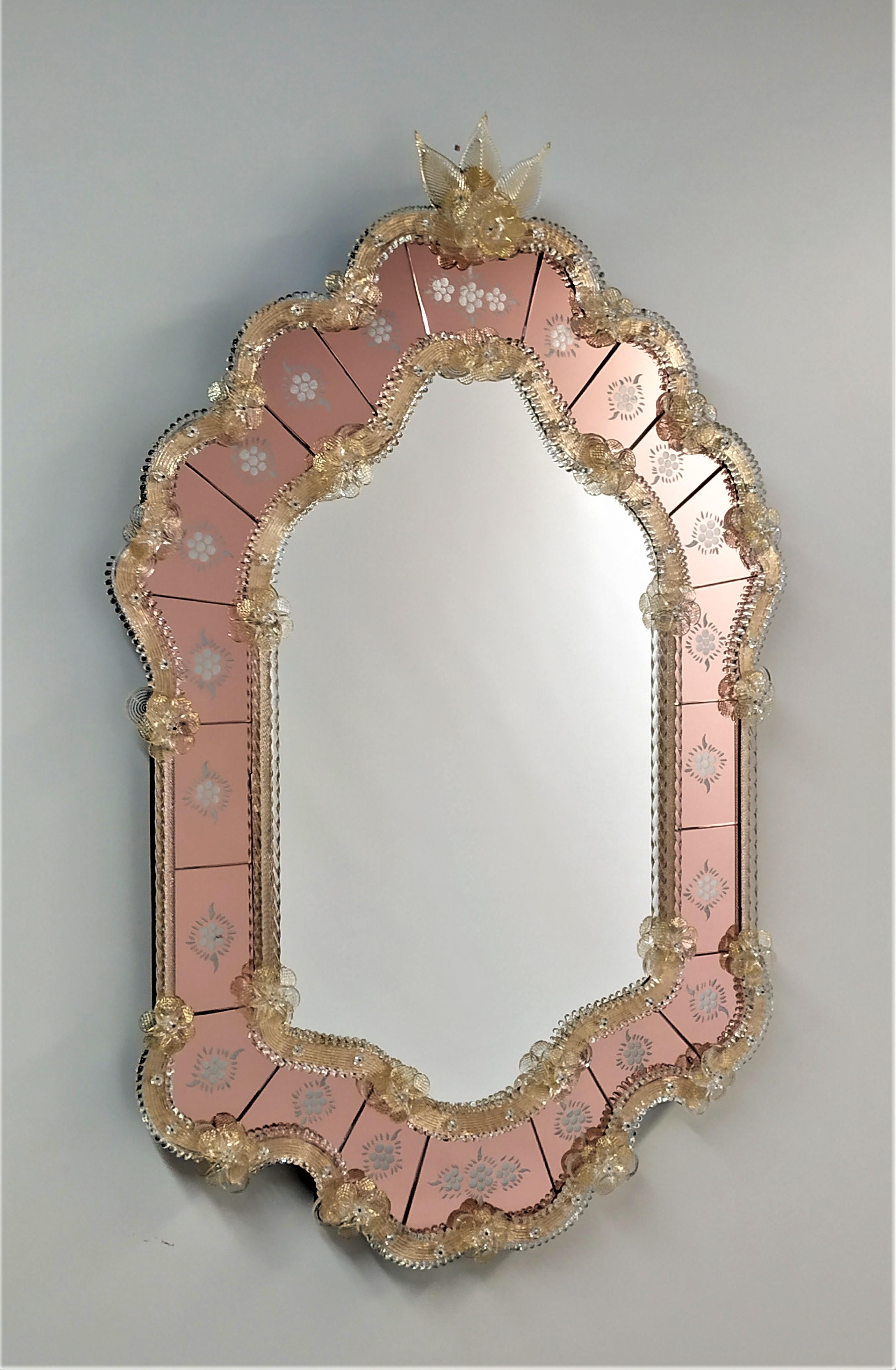 Contemporary Navagero Murano Glass Mirror For Sale