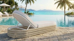 Navagio Outdoor Sun Lounger in Lacquered Metal with Cord Base