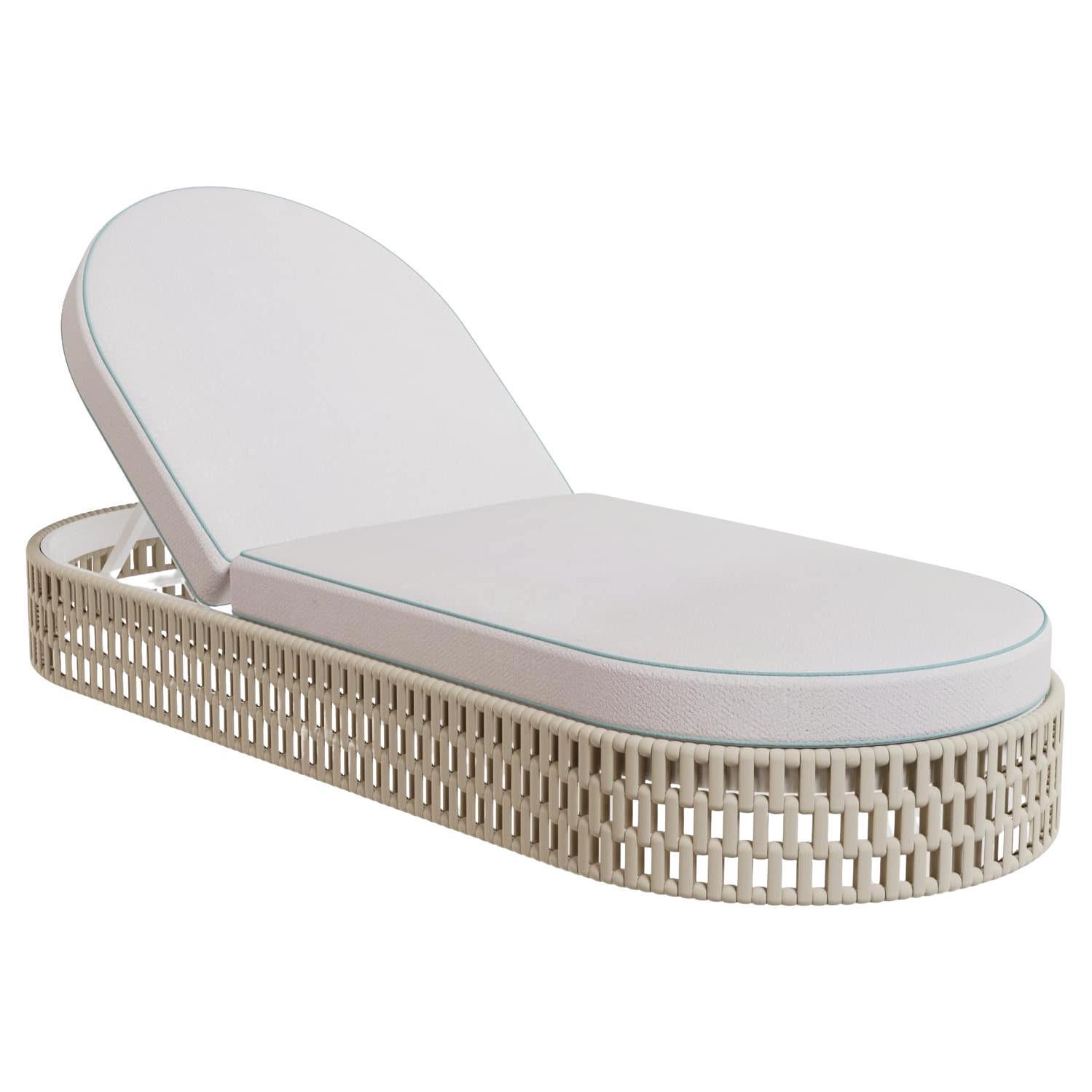 Navagio Outdoor Sun Lounger in Lacquered Metal with Cord Base