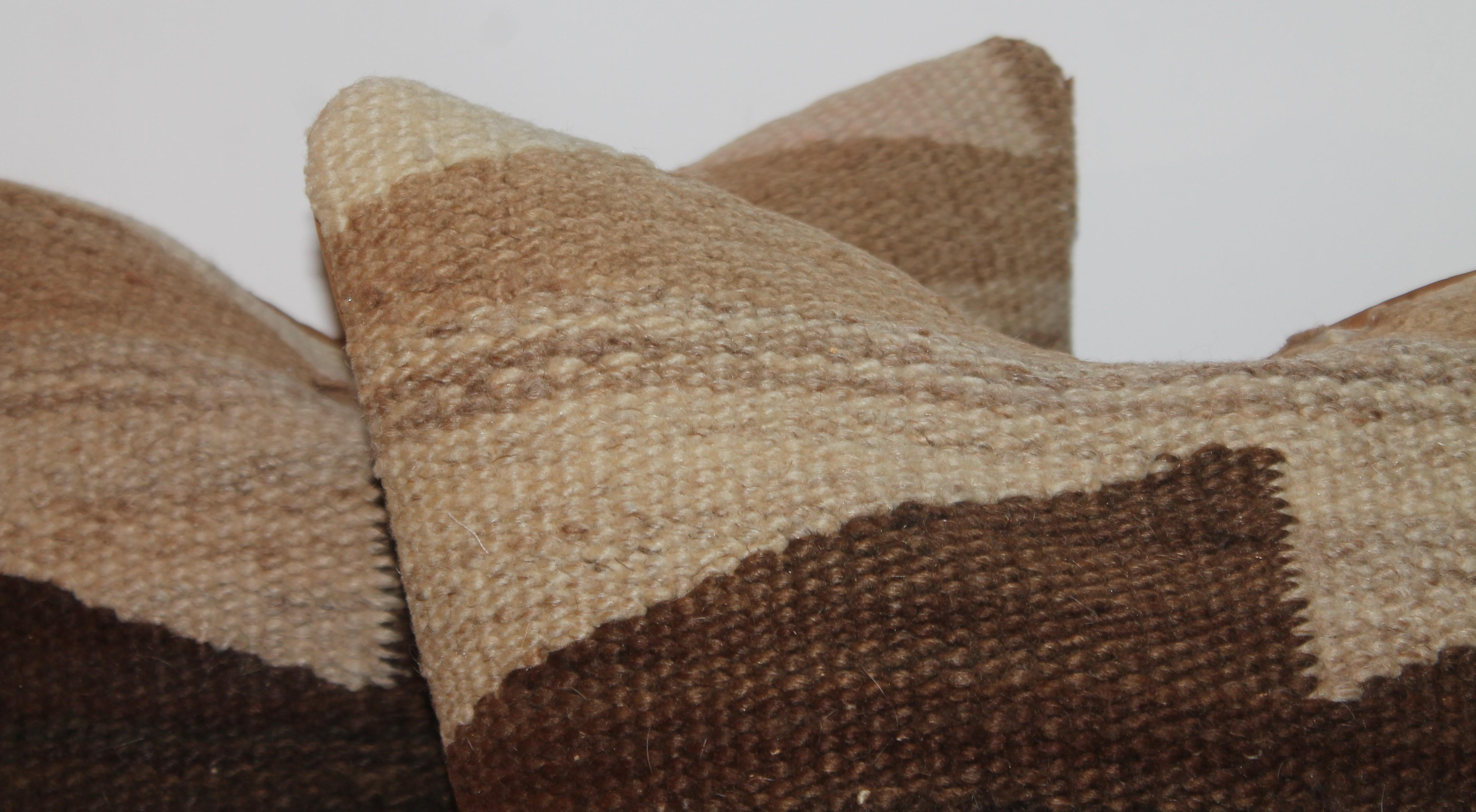 Geometric Navajo Indian weaving pillows in fine condition. Very early weaving pillows.