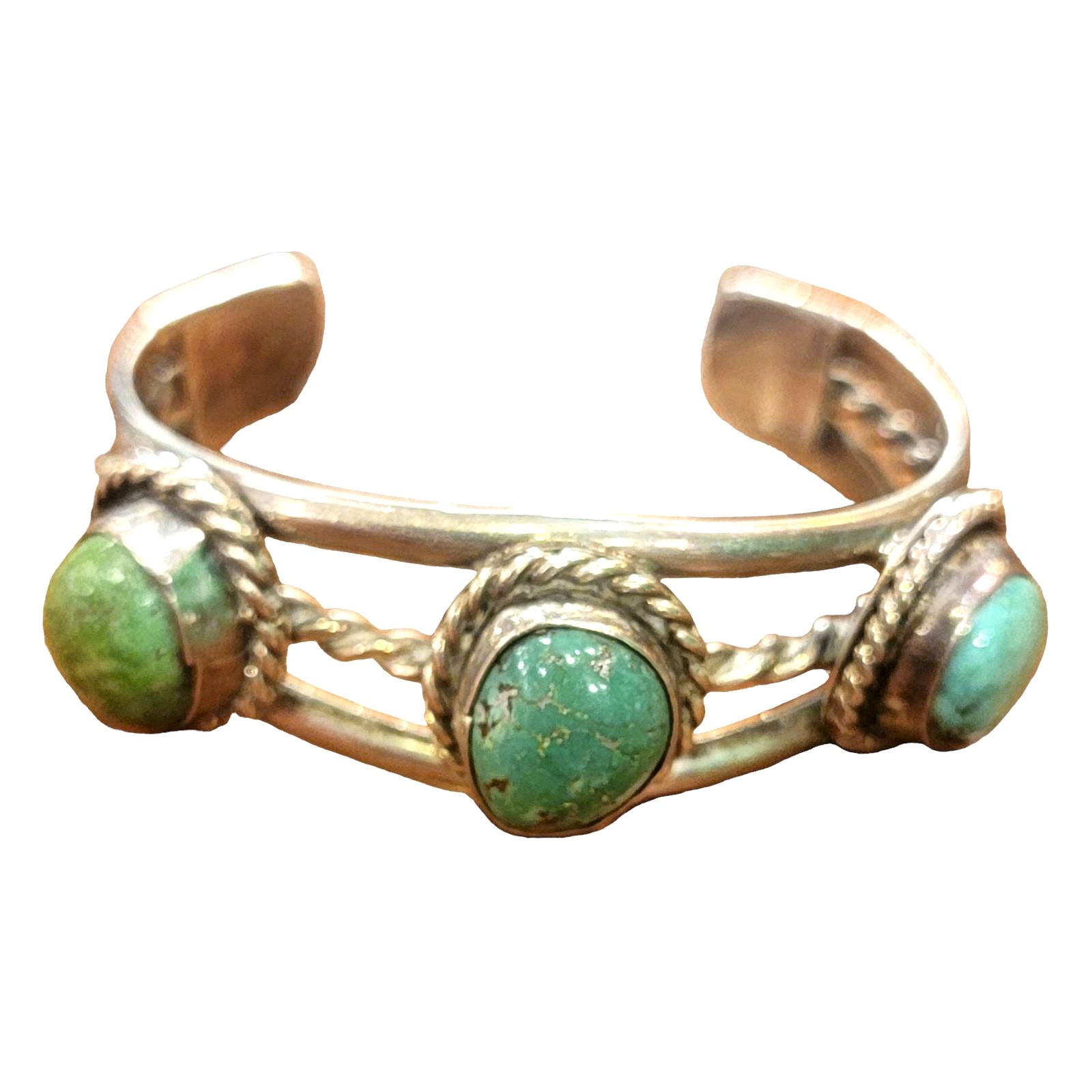 Pulsera Navajo de 1970 de turquesa de mina de zorro de ley