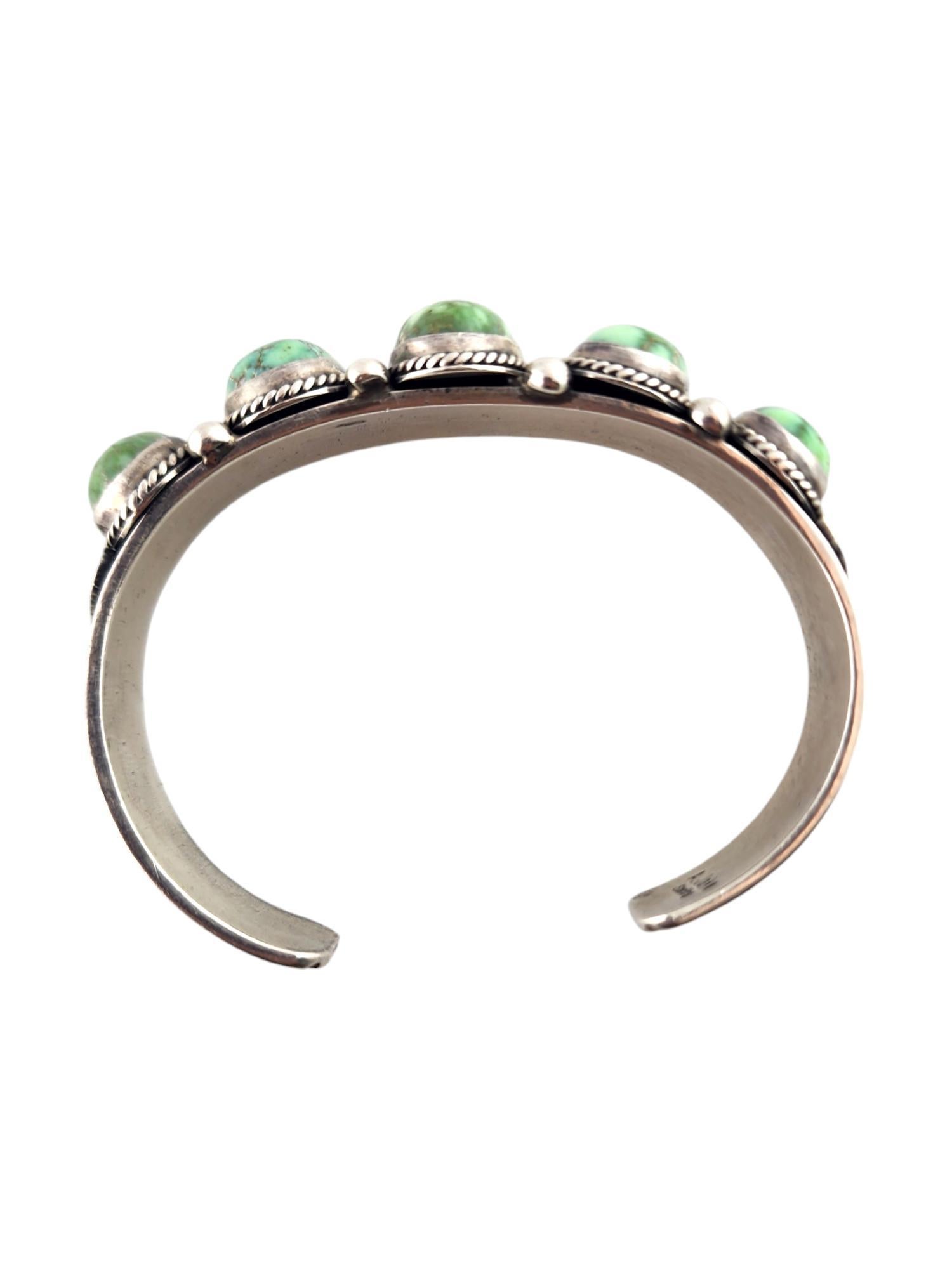 Women's Navajo Albert Jake Sterling Silver Turquoise Cuff Bracelet #18670