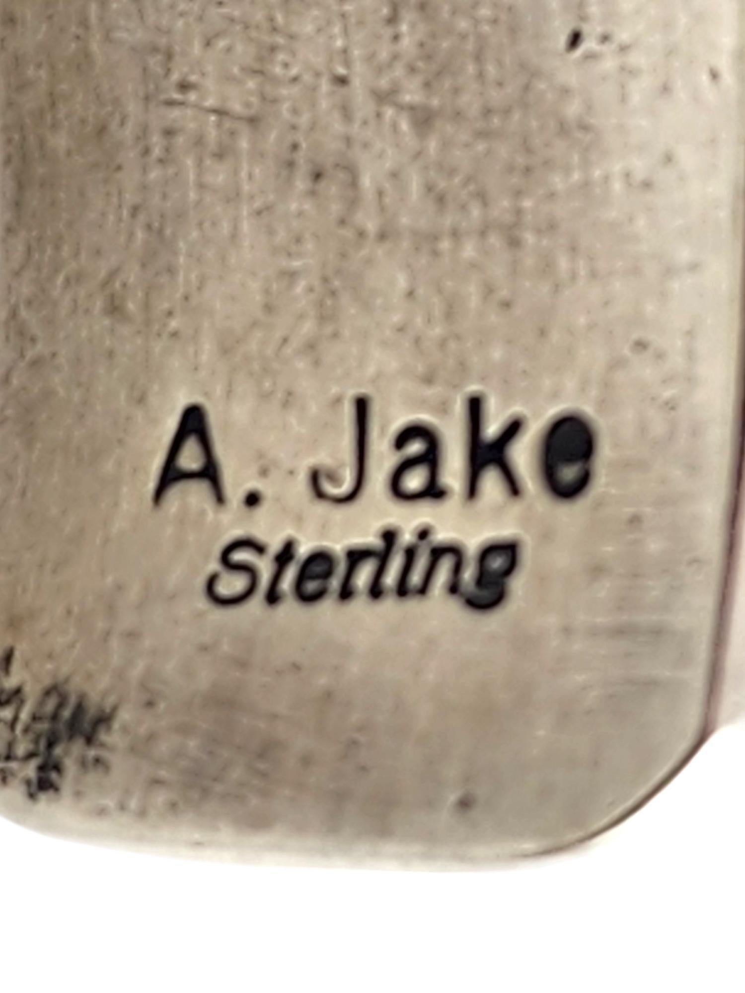 Navajo Albert Jake Sterling Silver Turquoise Cuff Bracelet #18670 1
