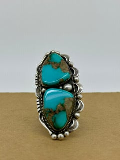 Navajo Indianer Türkis 925 Sterling Silber Ring von William Denetdale
