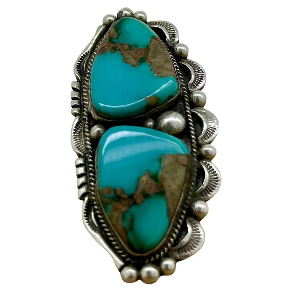 Navajo American Indian Turquoise 925 Sterling Silver Ring by William Denetdale