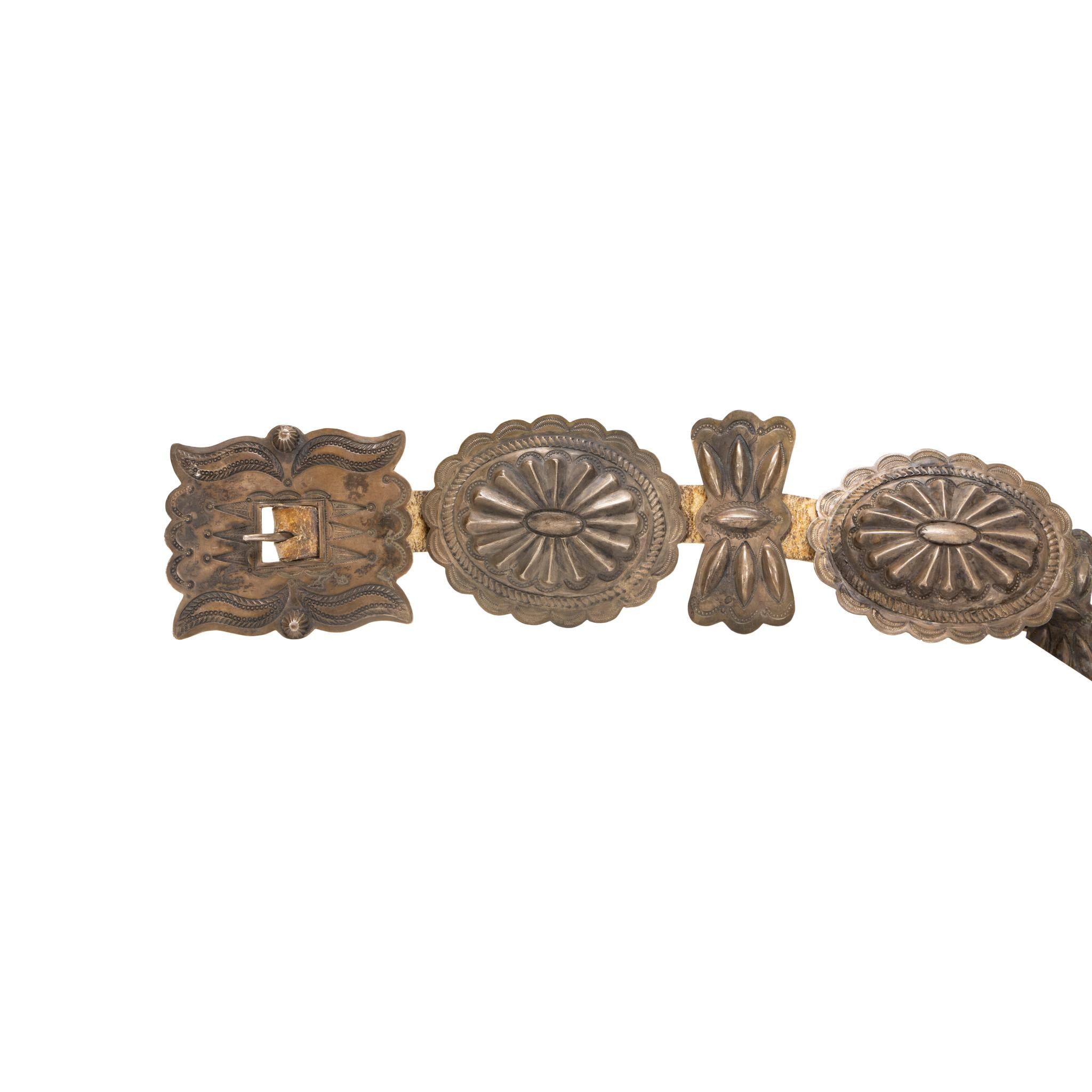 Native American Navajo Antique Turn of the Century Concho Belt For Sale