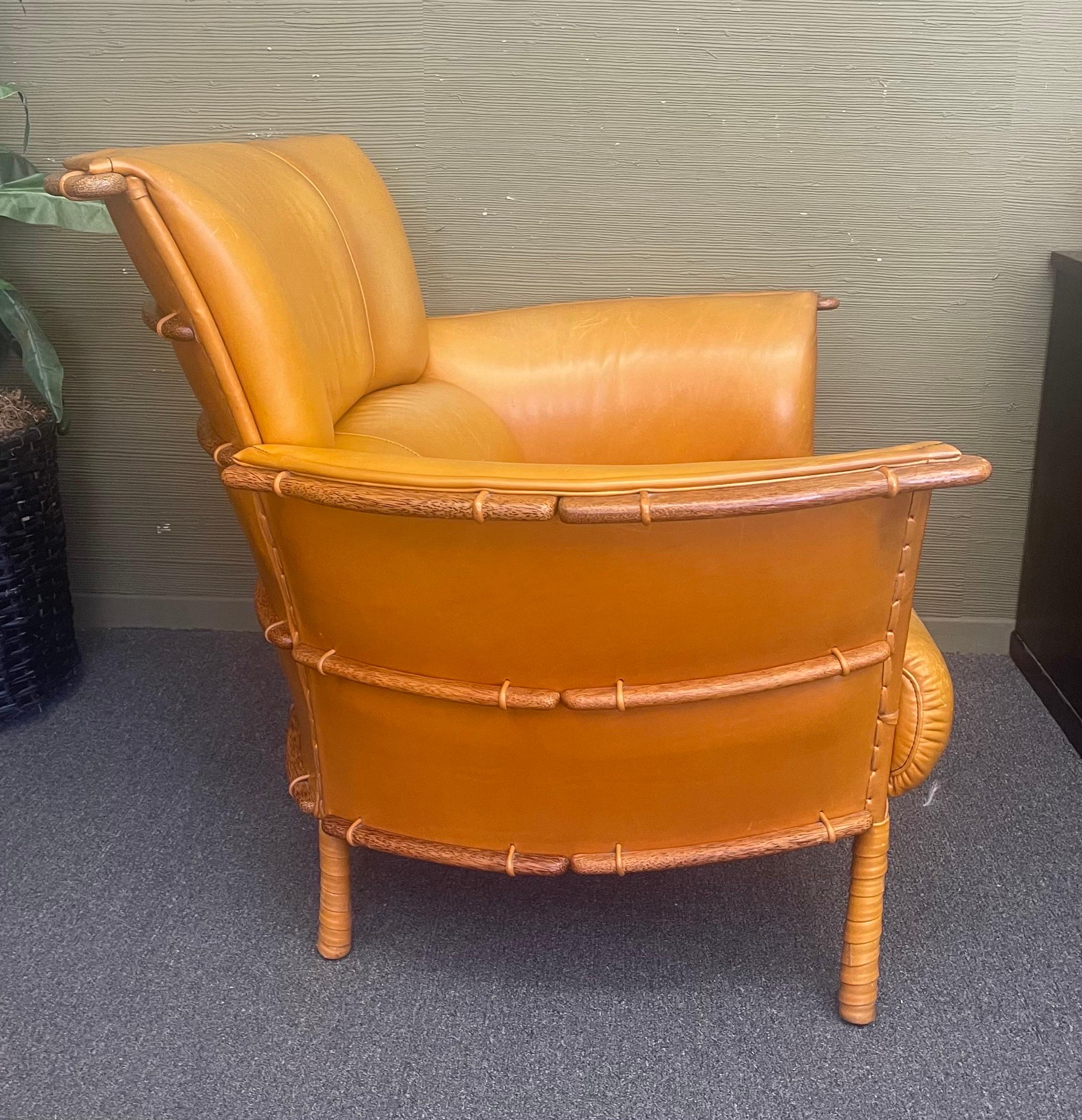 Navajo Arm Chair and Ottoman by Pacific Green In Good Condition For Sale In San Diego, CA