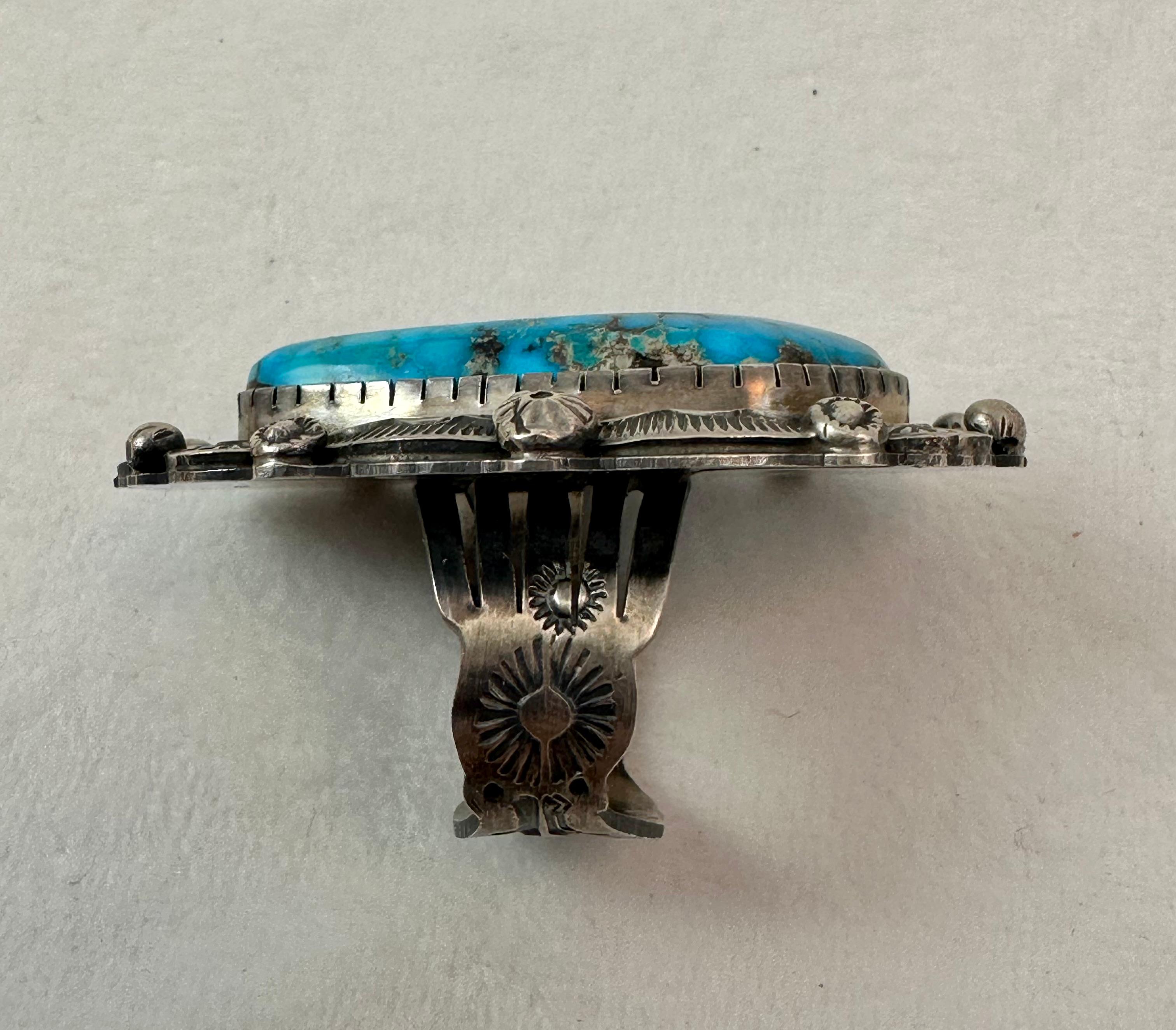 Navajo Artist Betta Lee ~ Sterling Silver .925 Kingman Turquoise Ring Size 8 In New Condition For Sale In Las Vegas, NV