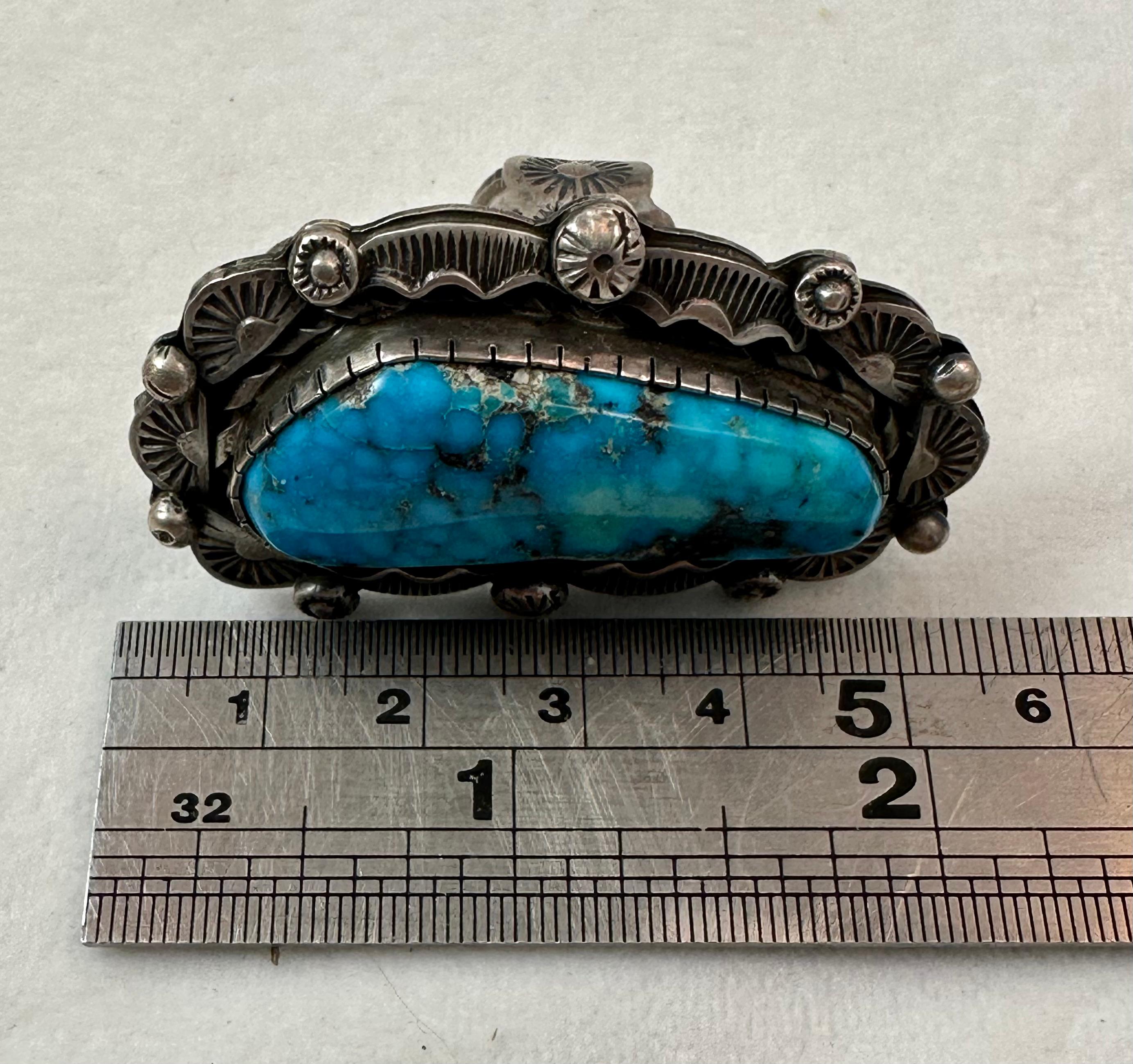 Navajo Artist Betta Lee ~ Sterling Silver .925 Kingman Turquoise Ring Size 8 For Sale 2