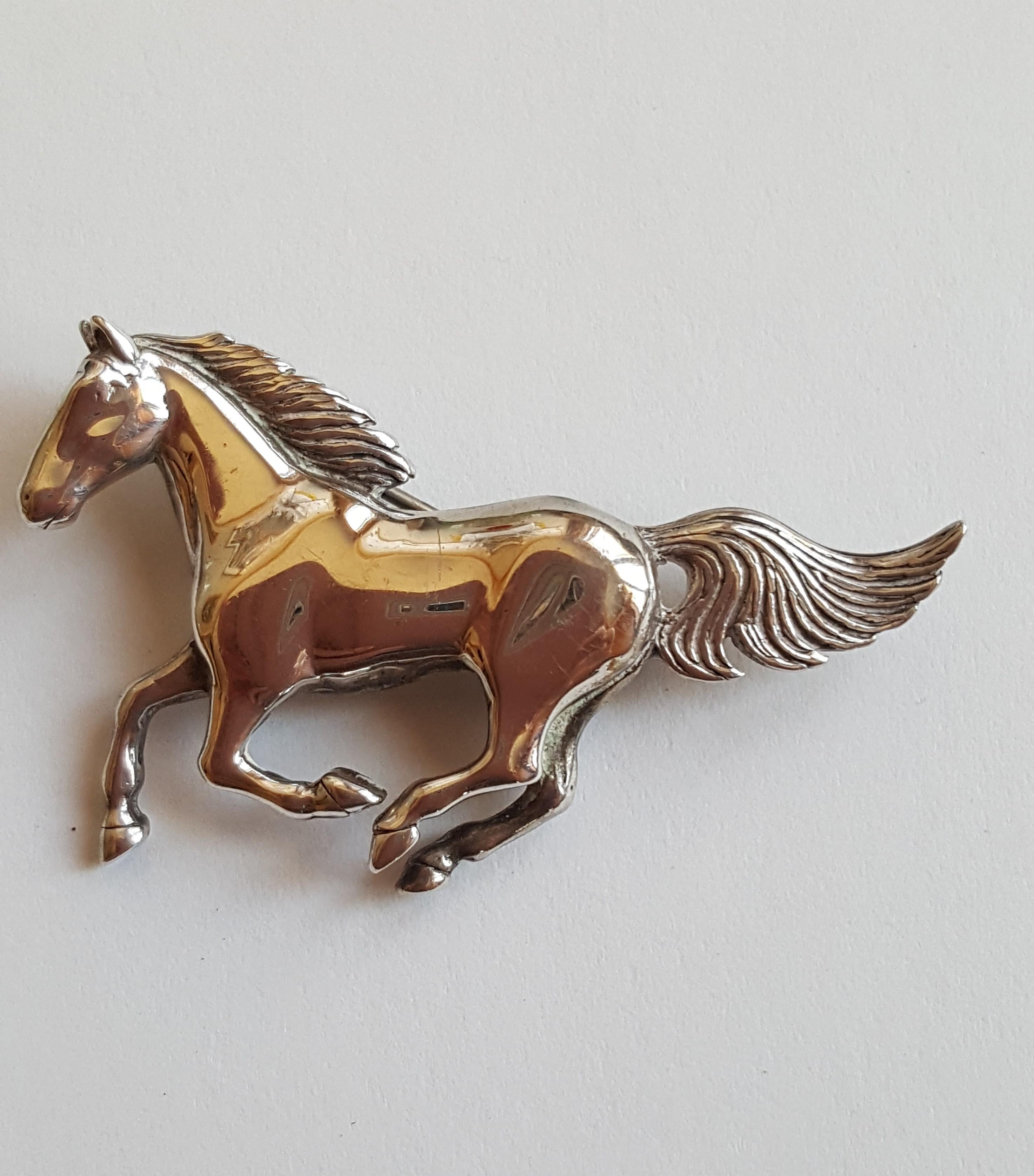 sterling silver horse brooch