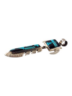 Navajo AY Sterling Silver Inlay Turquoise Pendant #20085
