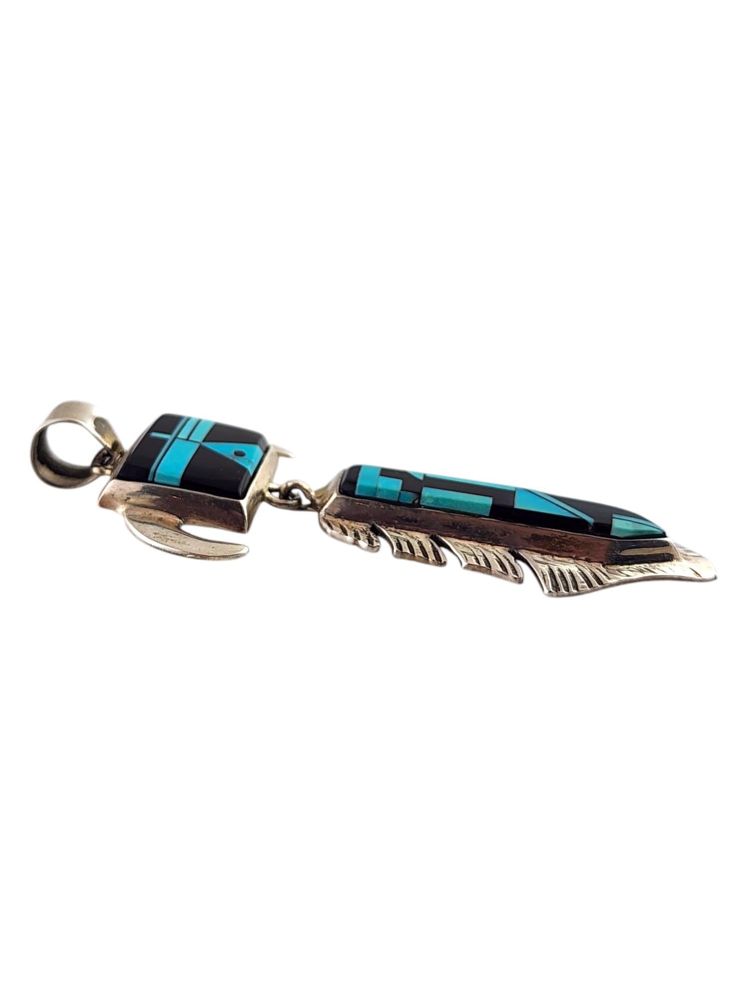 Taglio misto Ciondolo in turchese con intarsio in argento sterling di Navajo A.Silver #20085 in vendita