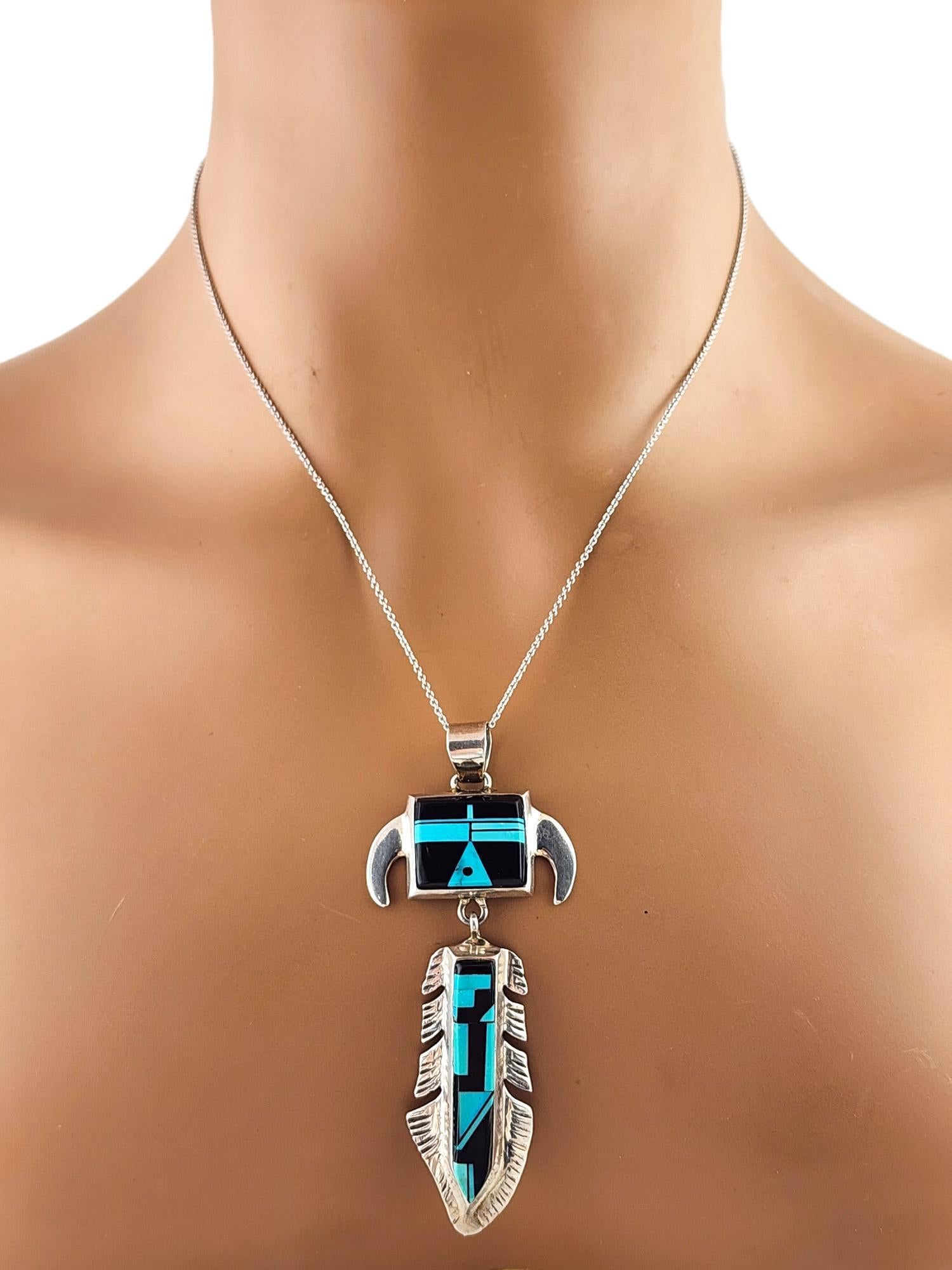 Ciondolo in turchese con intarsio in argento sterling di Navajo A.Silver #20085 in vendita 2
