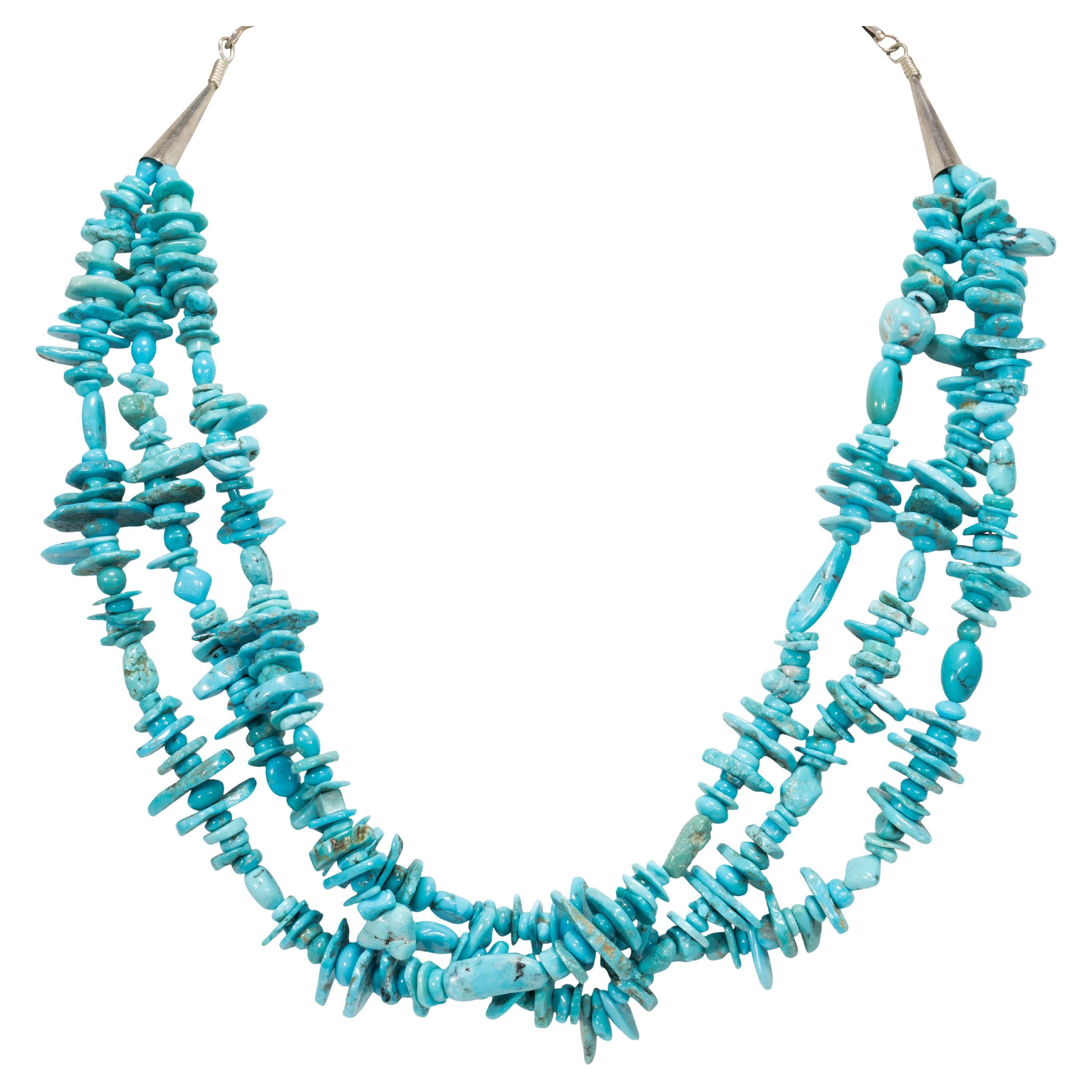 thumbnail image 2 of 36" Navajo Pearl And Kingman Turquoise Necklace - Native American Turquoise Jewelry - Dakota Sky 2 of 11