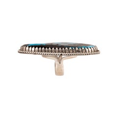 Extra Large Navajo Bisbee Turquoise and Sterling Ring