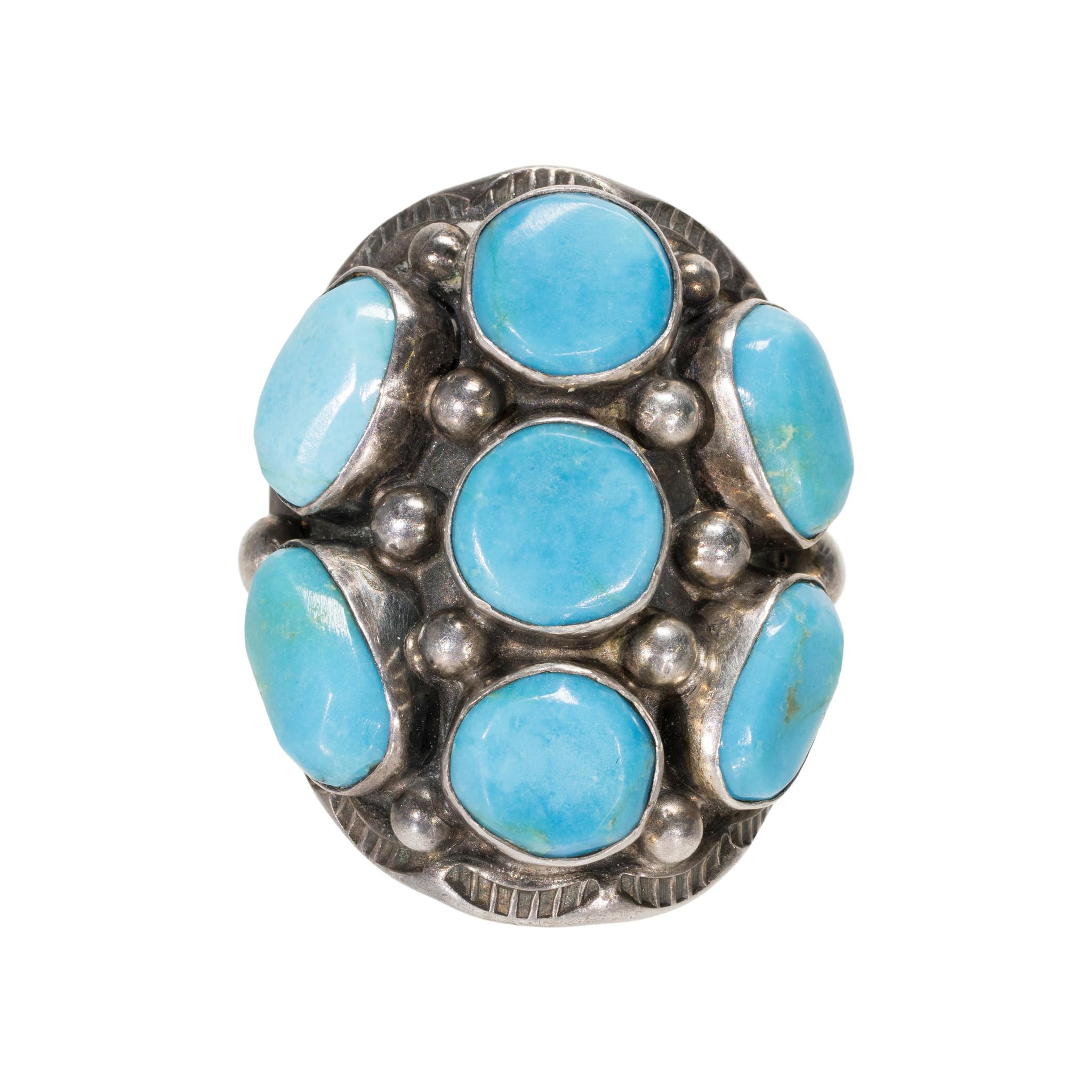 Native American Navajo Bisbee Turquoise Ring For Sale