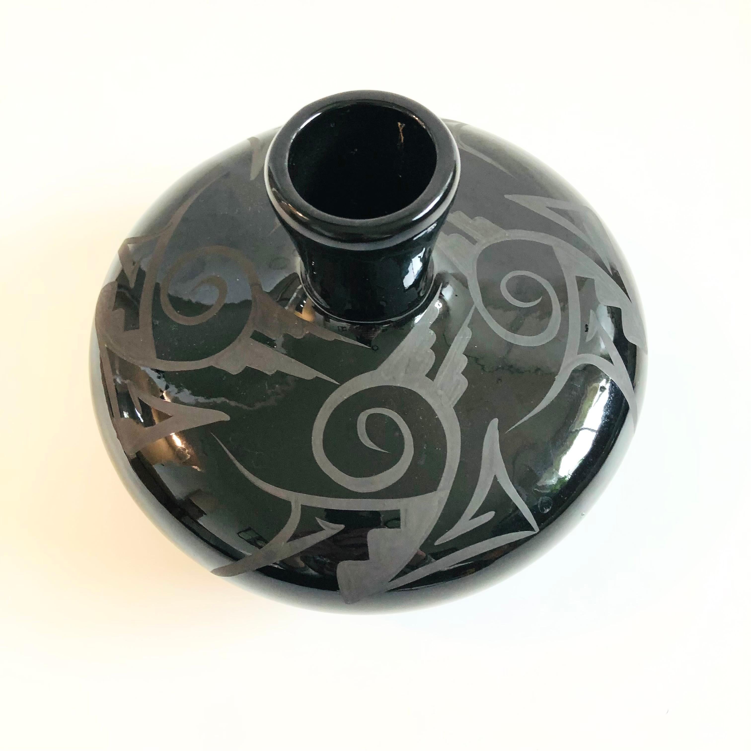Native American Navajo Black Pottery Vase