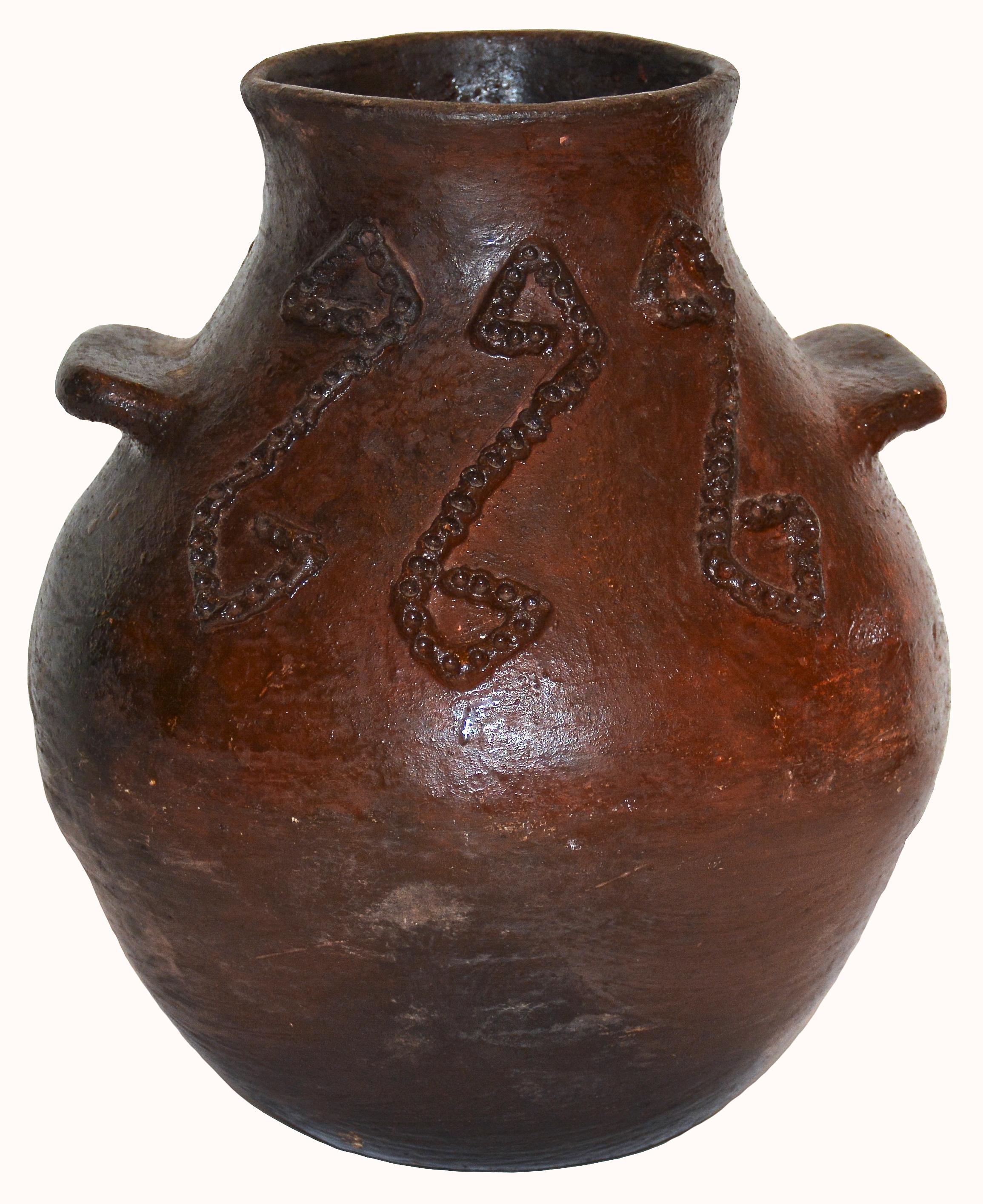 Hand-Crafted Navajo Brownware Pottery Resin Coated Water Jar, 1940s