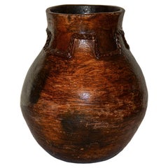 Navajo Brownware Pottery Resin Coated Water Jar, 1940s