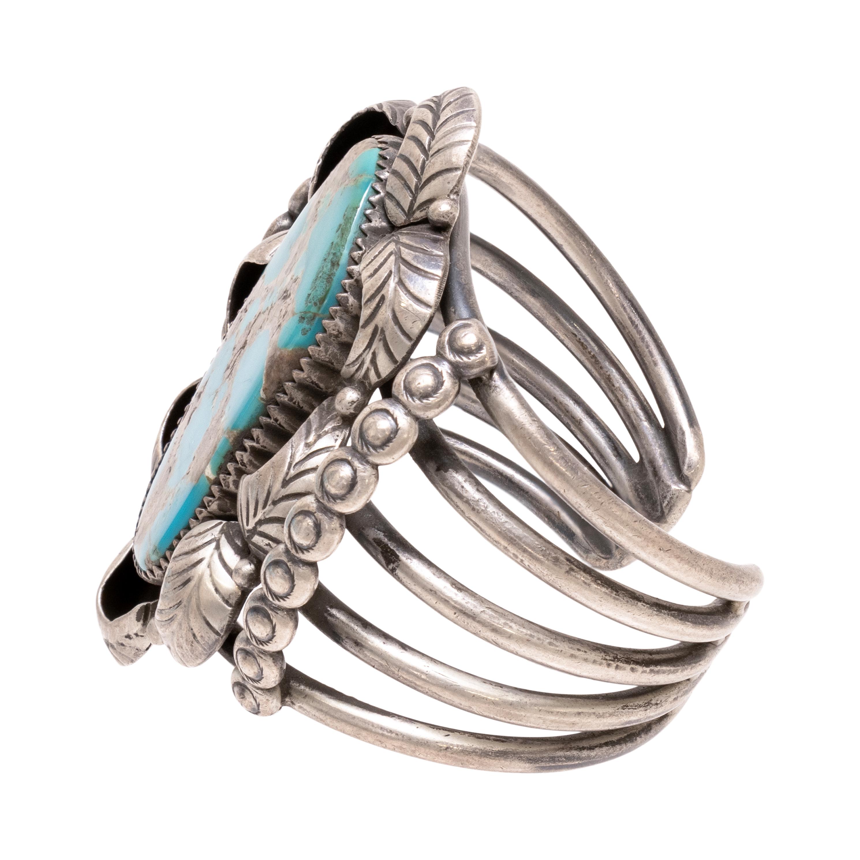 Taglio vecchia miniera Bracciale Navajo Cerrillos in turchese e argento in vendita