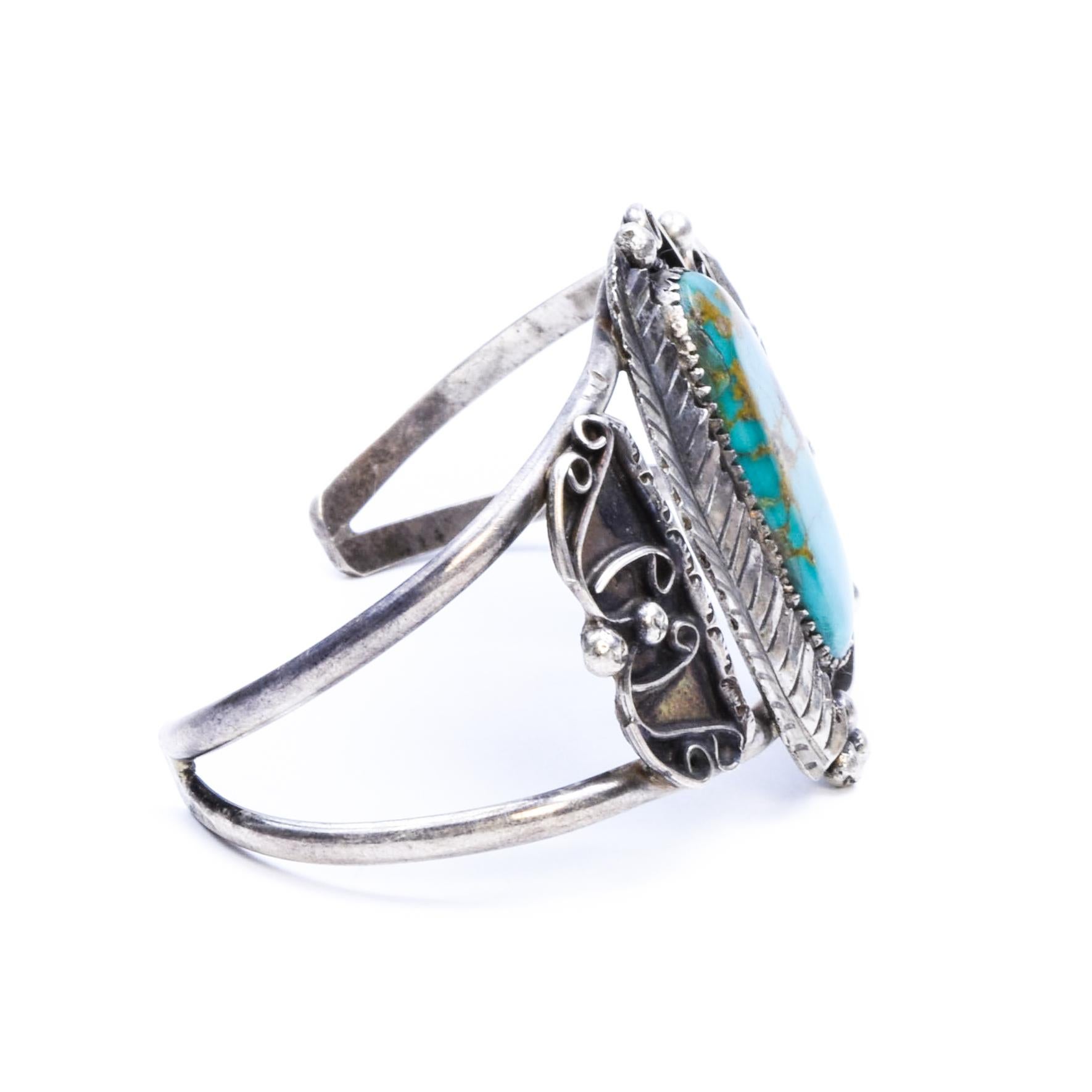 Navajo Cerrillos Turquoise and Sterling Bracelet In Good Condition For Sale In Coeur d Alene, ID