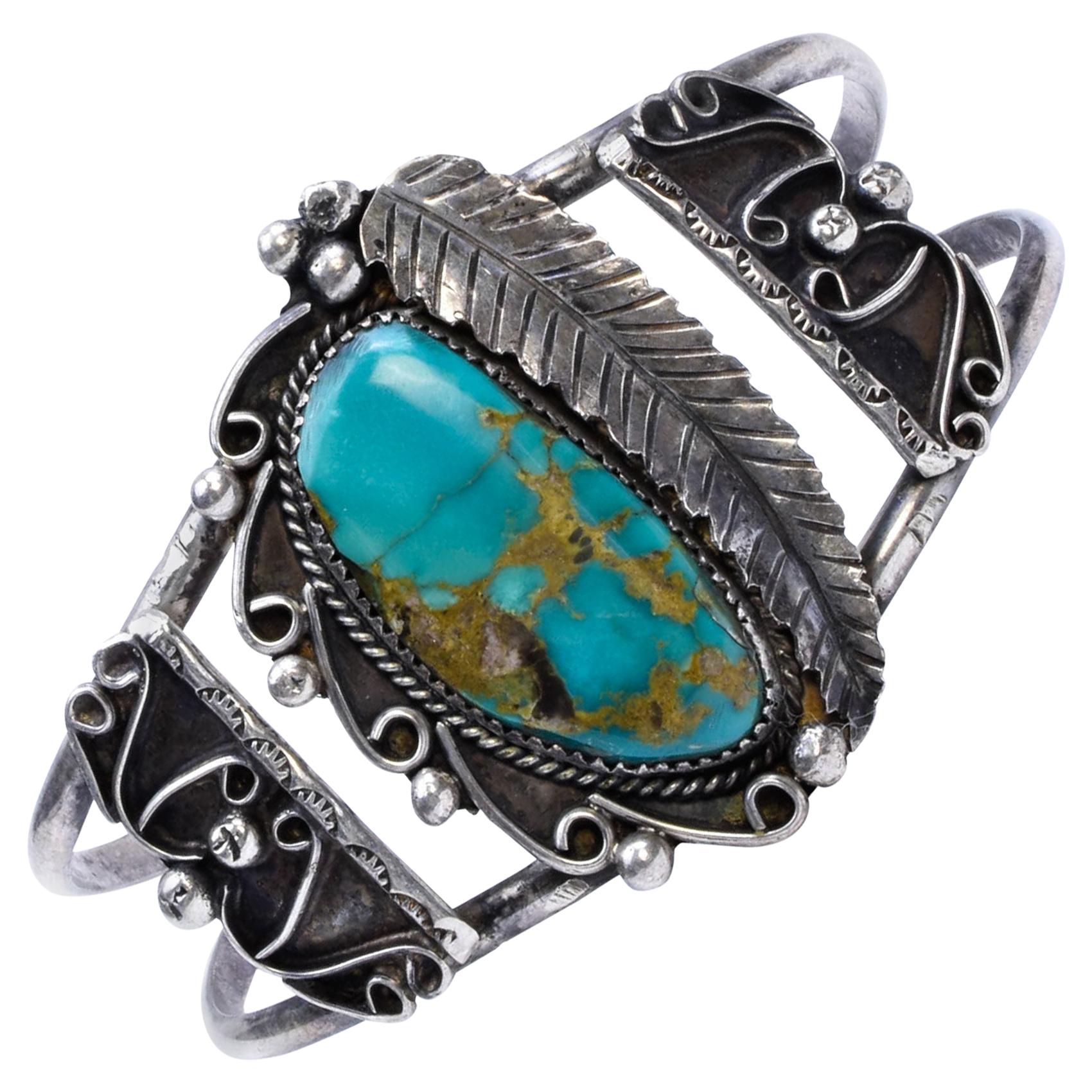 Navajo Cerrillos Turquoise and Sterling Bracelet