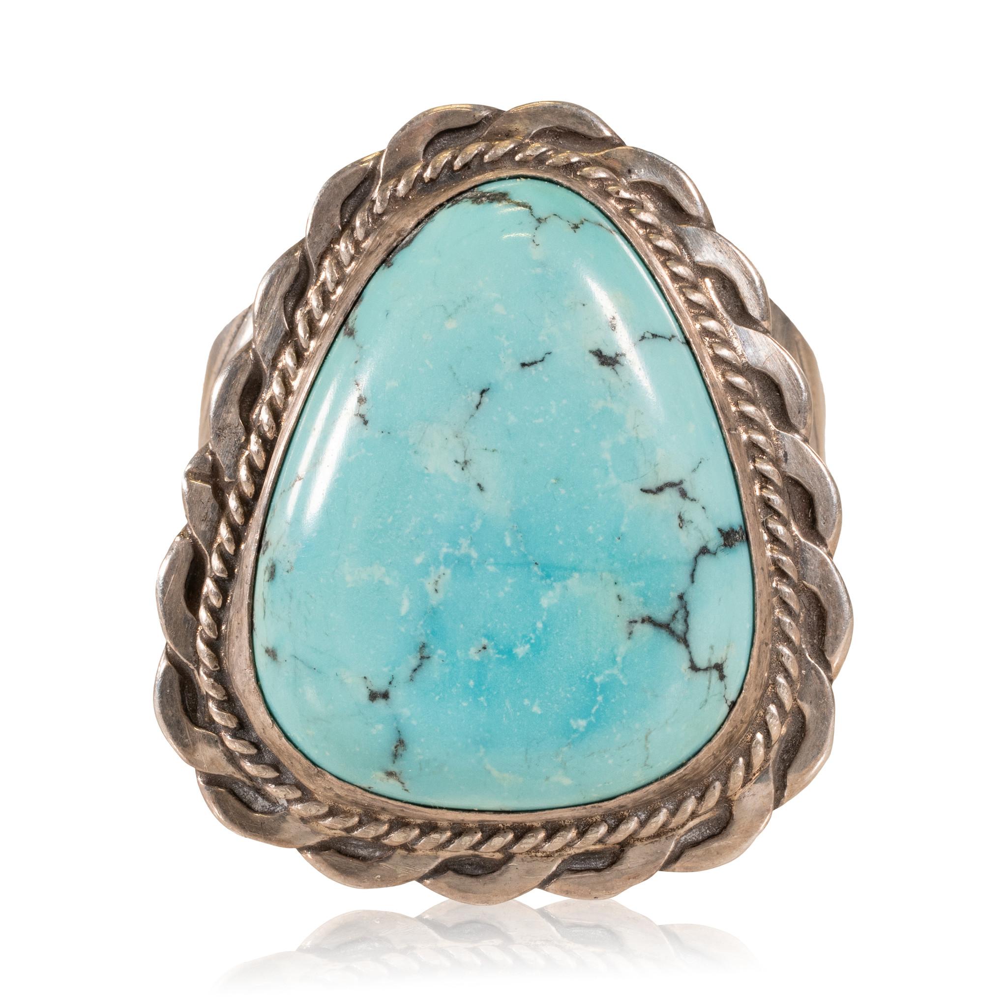 Navajo Cerrillos Turquoise and Sterling Ring In Good Condition In Coeur d Alene, ID