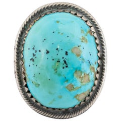 Bague Navajo Cerrillos en turquoise et argent sterling