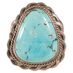 Vintage Navajo Cerrillos Turquoise and Sterling Ring