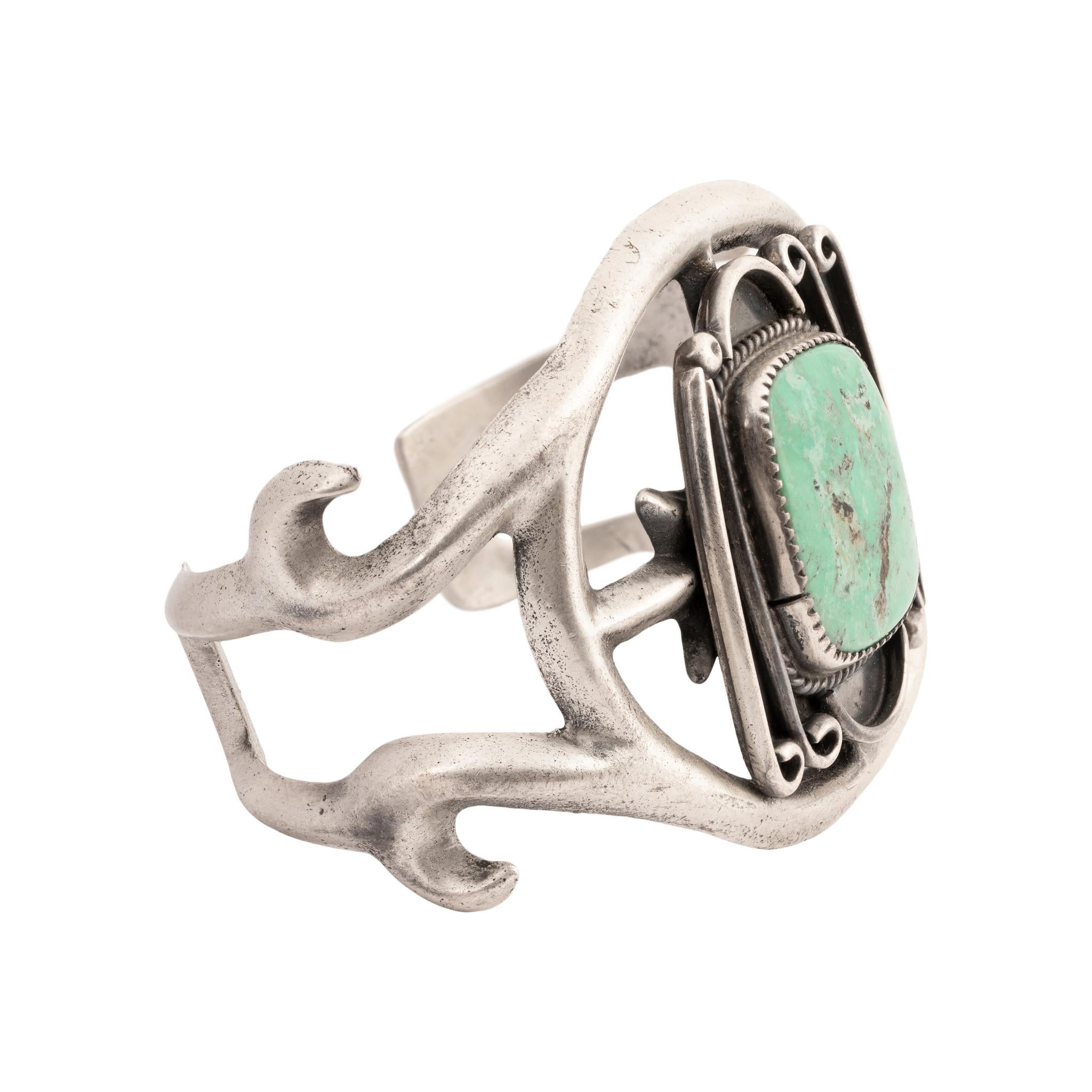 Taglio vecchia miniera Bracciale in turchese Navajo Cerrillos e argento sterling in vendita