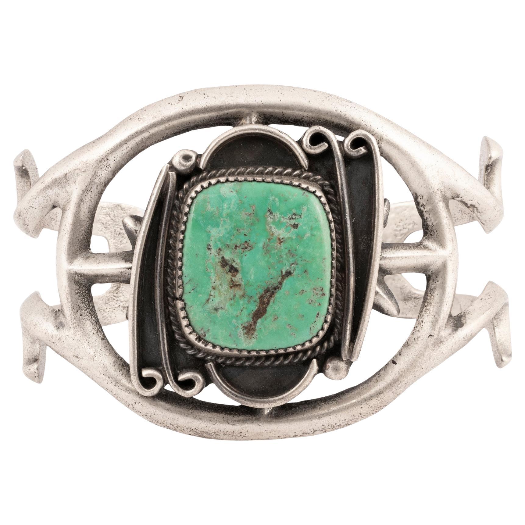 Bracciale in turchese Navajo Cerrillos e argento sterling