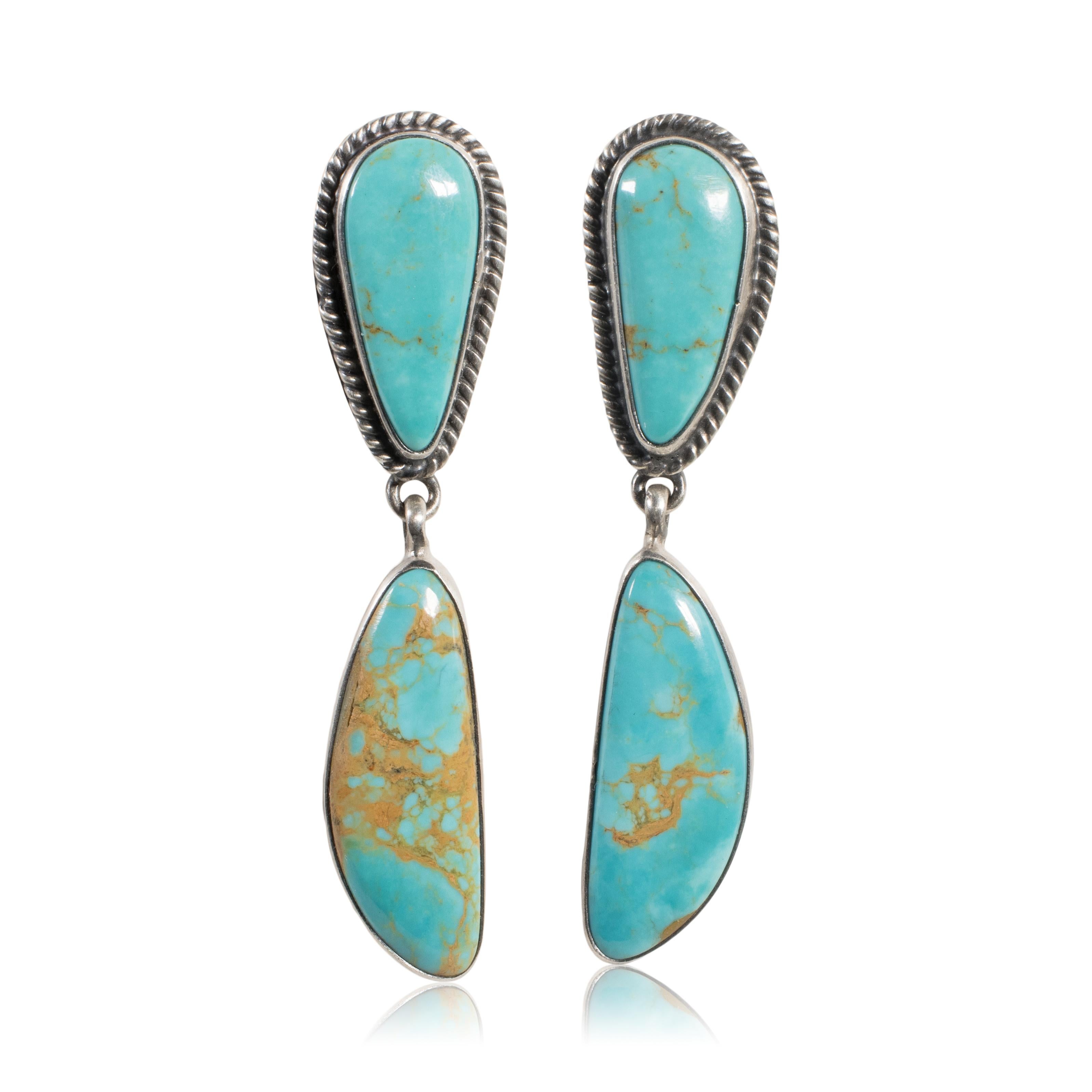 Navajo Cerrillos Turquoise Earrings In Good Condition In Coeur d Alene, ID