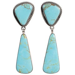 Retro Navajo Cerrillos Turquoise Earrings