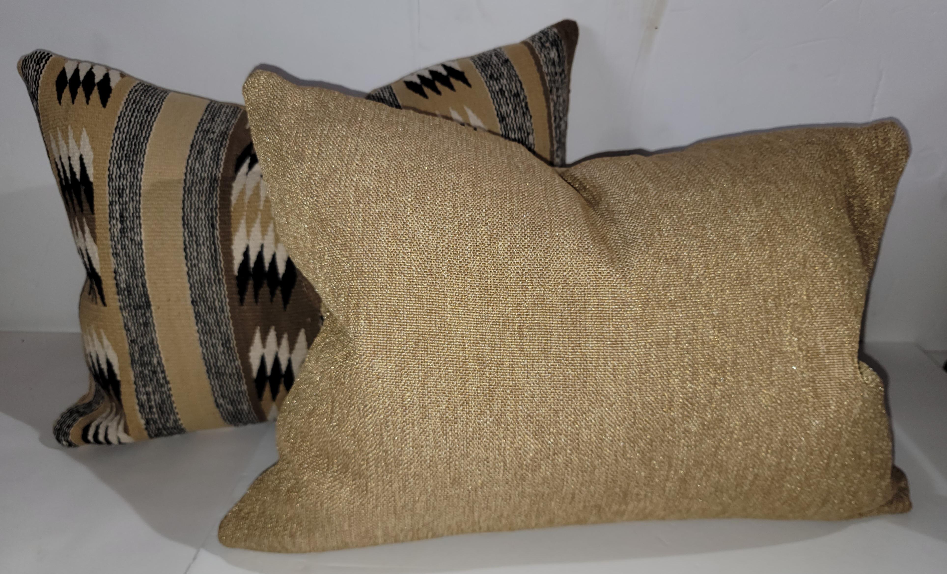 American Navajo Chinle Indian Weaving Bolster Pillows, Pair For Sale