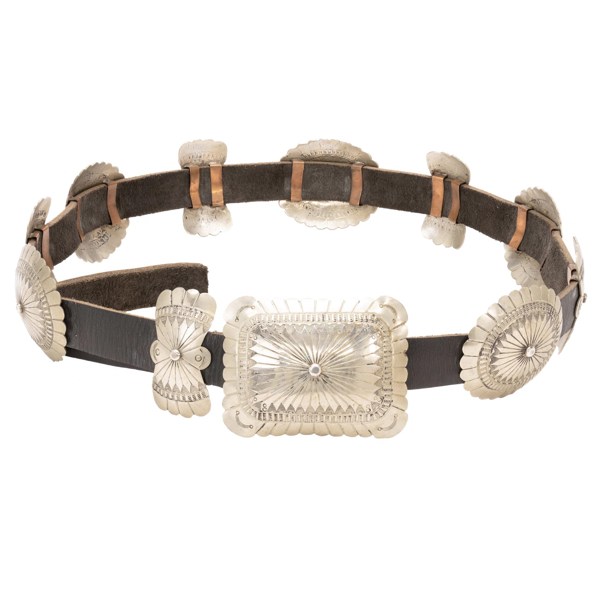 Navajo Coin Silver Concho Belt