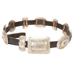 Navajo Coin Silver Concho Belt