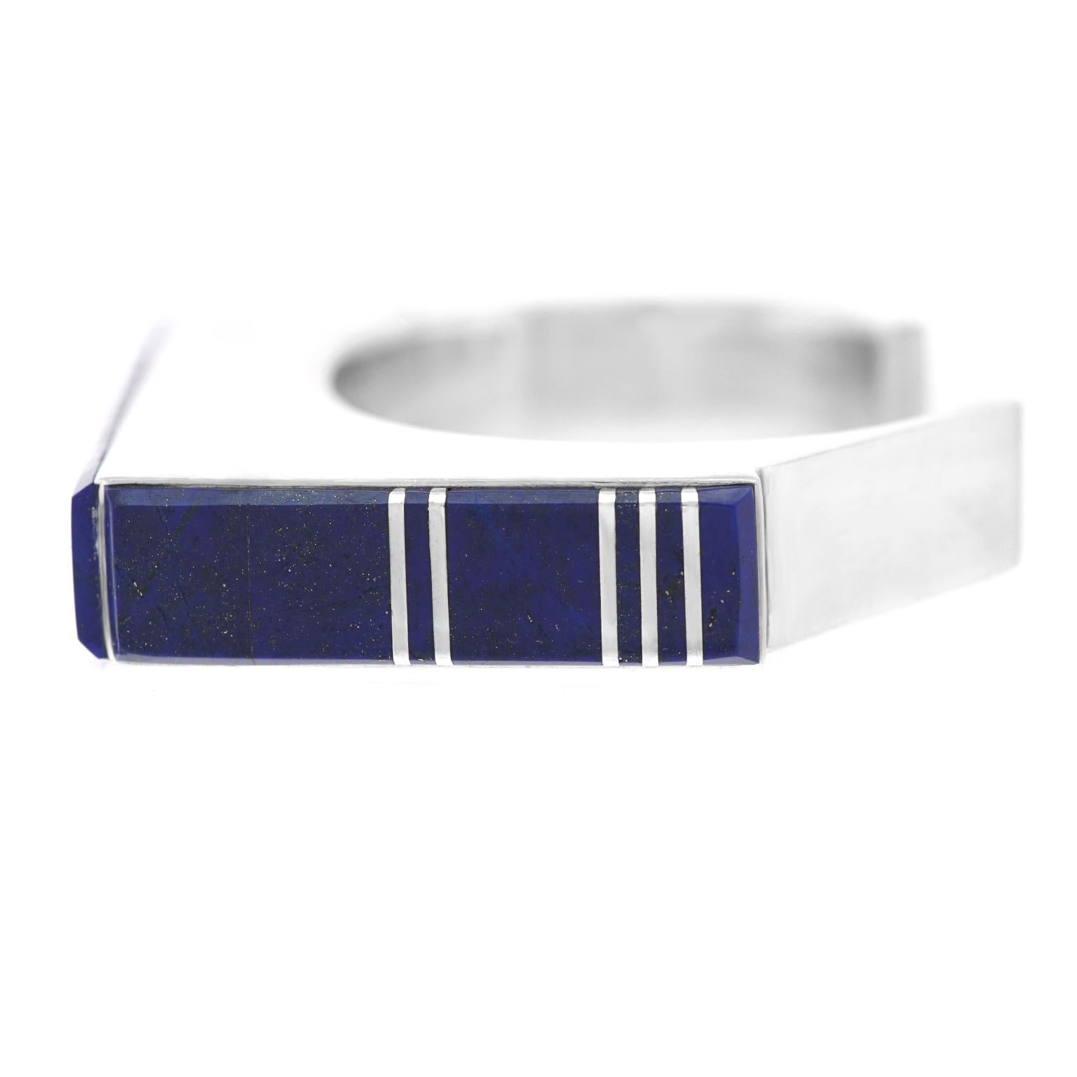 Navajo Contemporary Lapis and Sterling Cuff Bracelet 4