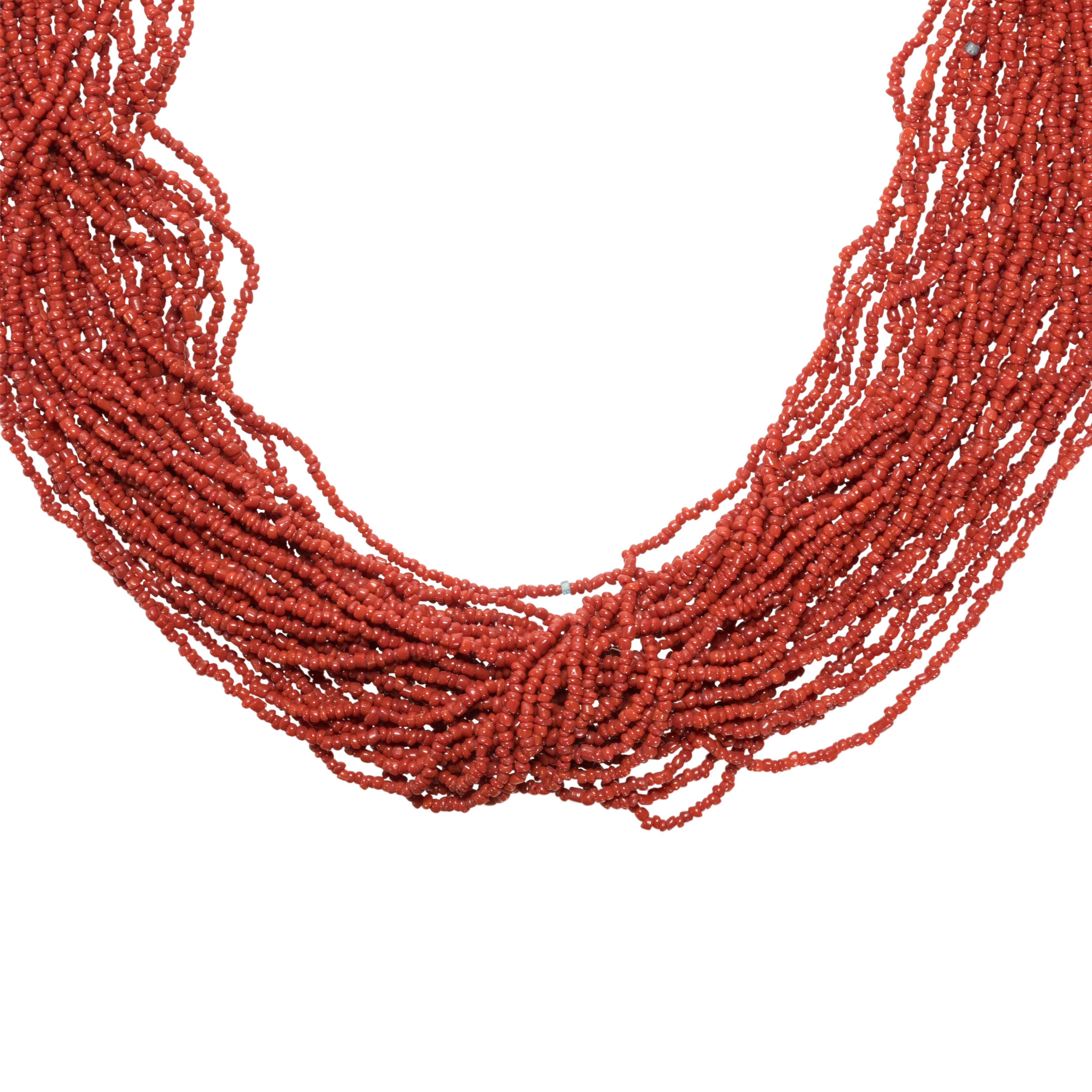 Koralle 30strang-Halskette von Zuni (Indigene Kunst (Nord-/Südamerika)) im Angebot
