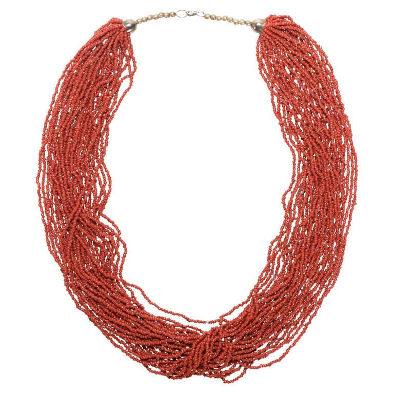 Native American Coral Triple Strand Necklace (item #1365993)