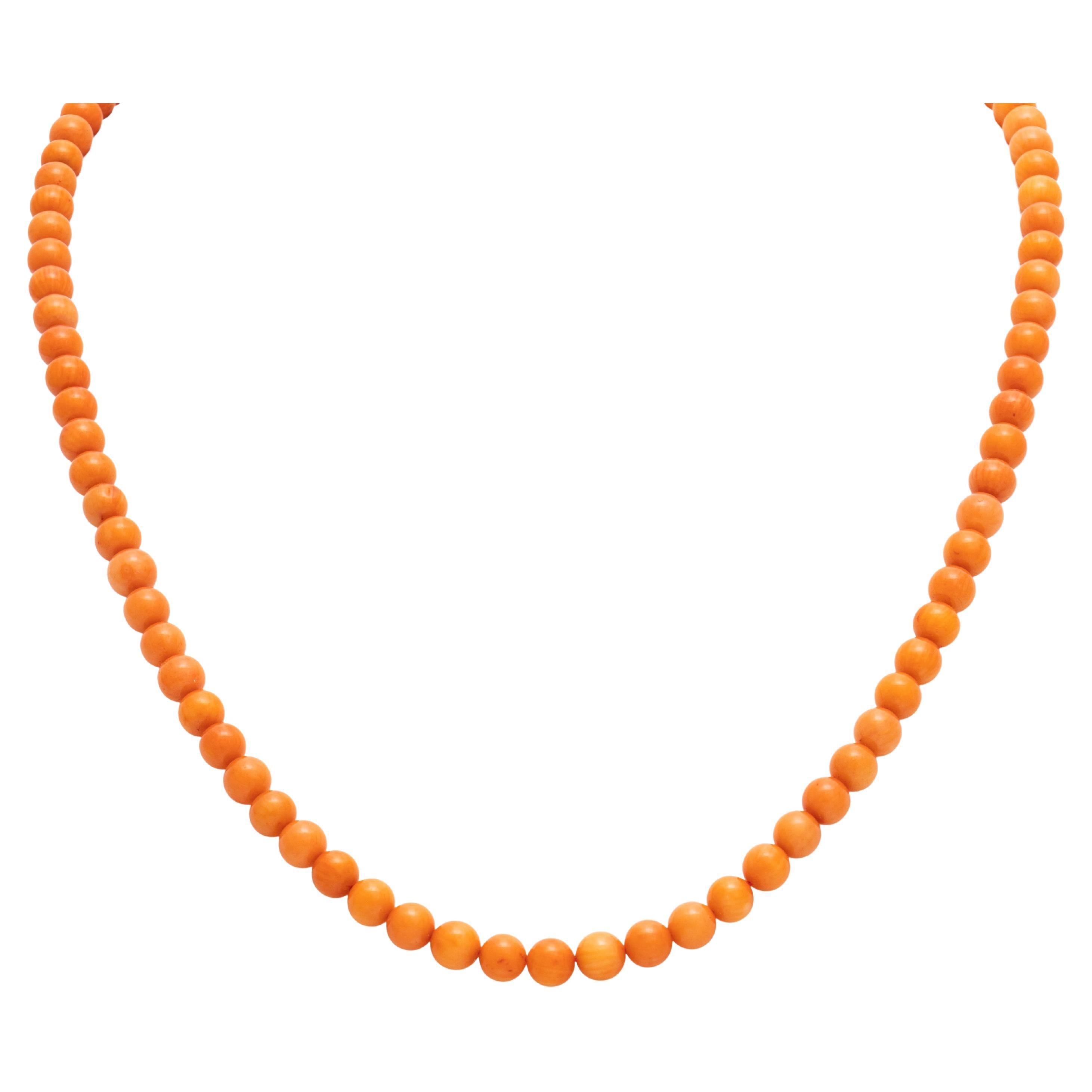 Navajo Coral and Gold Beaded Necklace For Sale